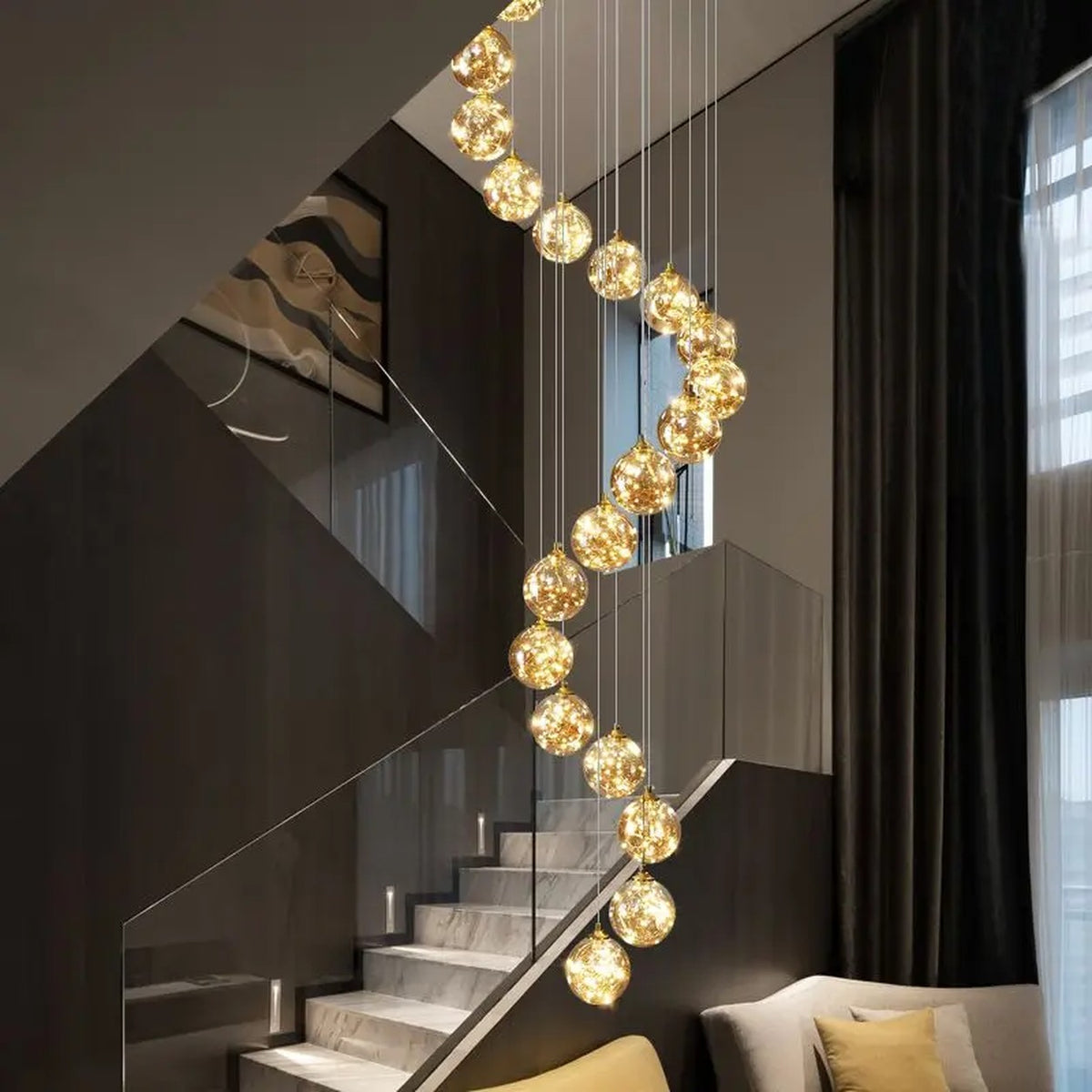 AM0576 — Modern Minimalist Stairwell Chandelier for Living Rooms