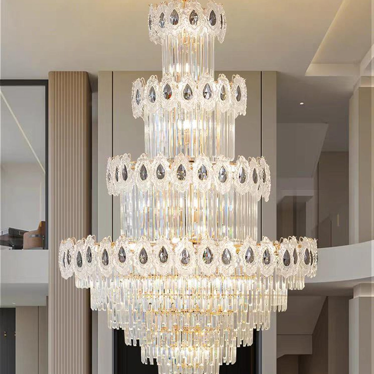 AM0645 — Light Luxury Spiral Staircase Crystal Chandelier for Living Rooms
