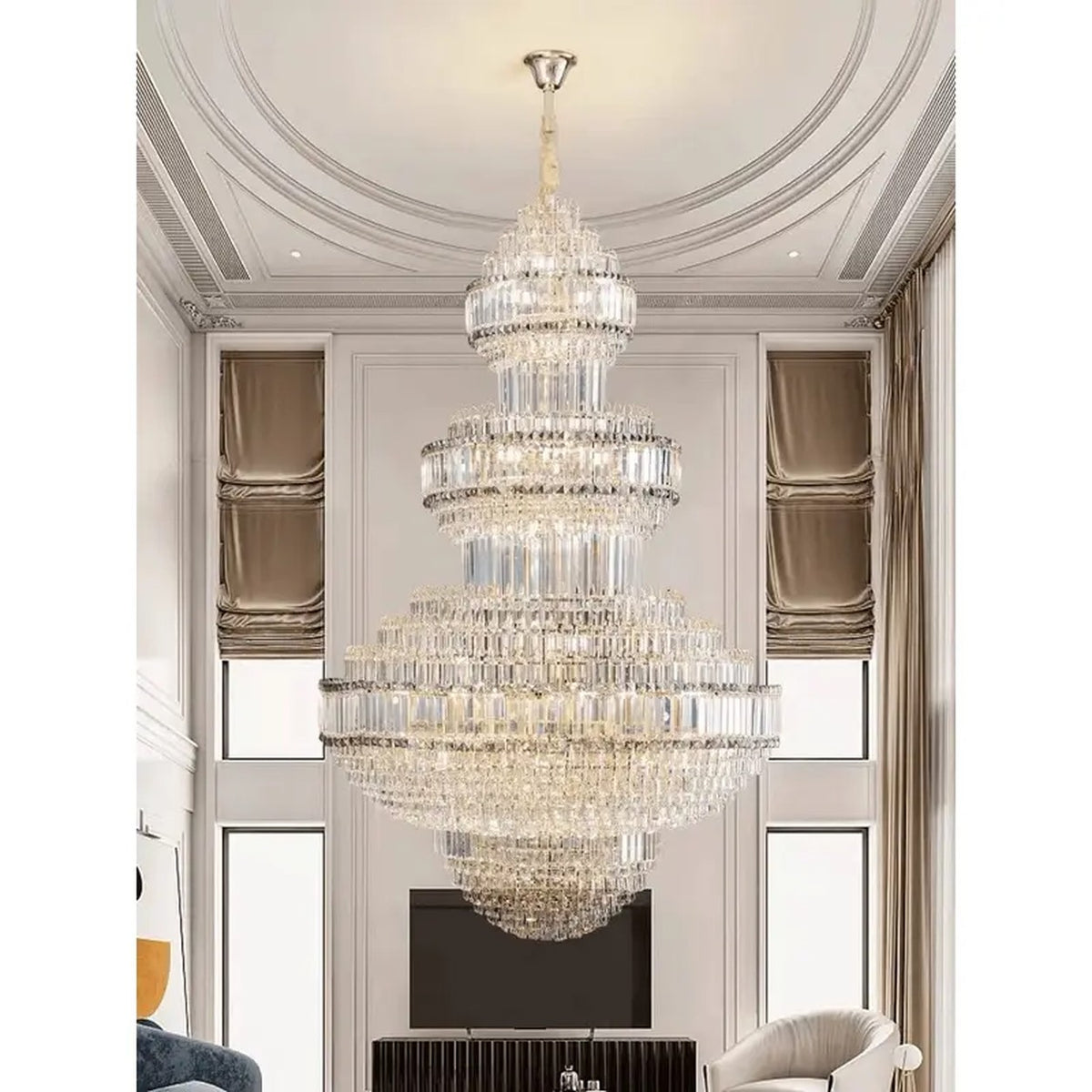 AM0627 — Light Luxury Spiral Staircase Crystal Chandelier for Living Rooms