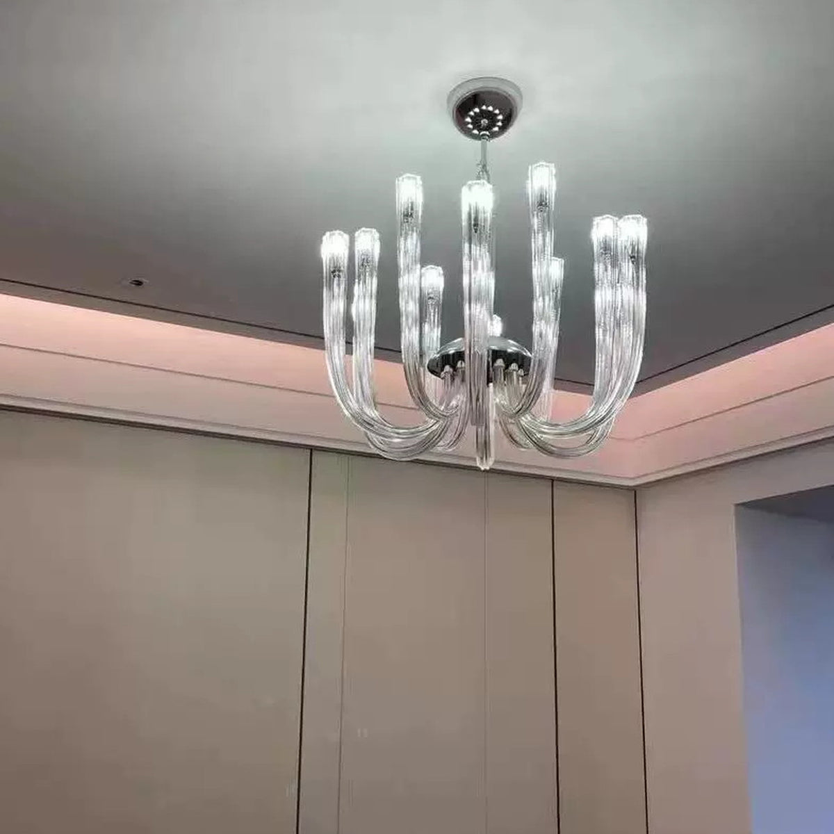 AM0829 — Postmodern Candle Crystal Glass Chandelier for Offices