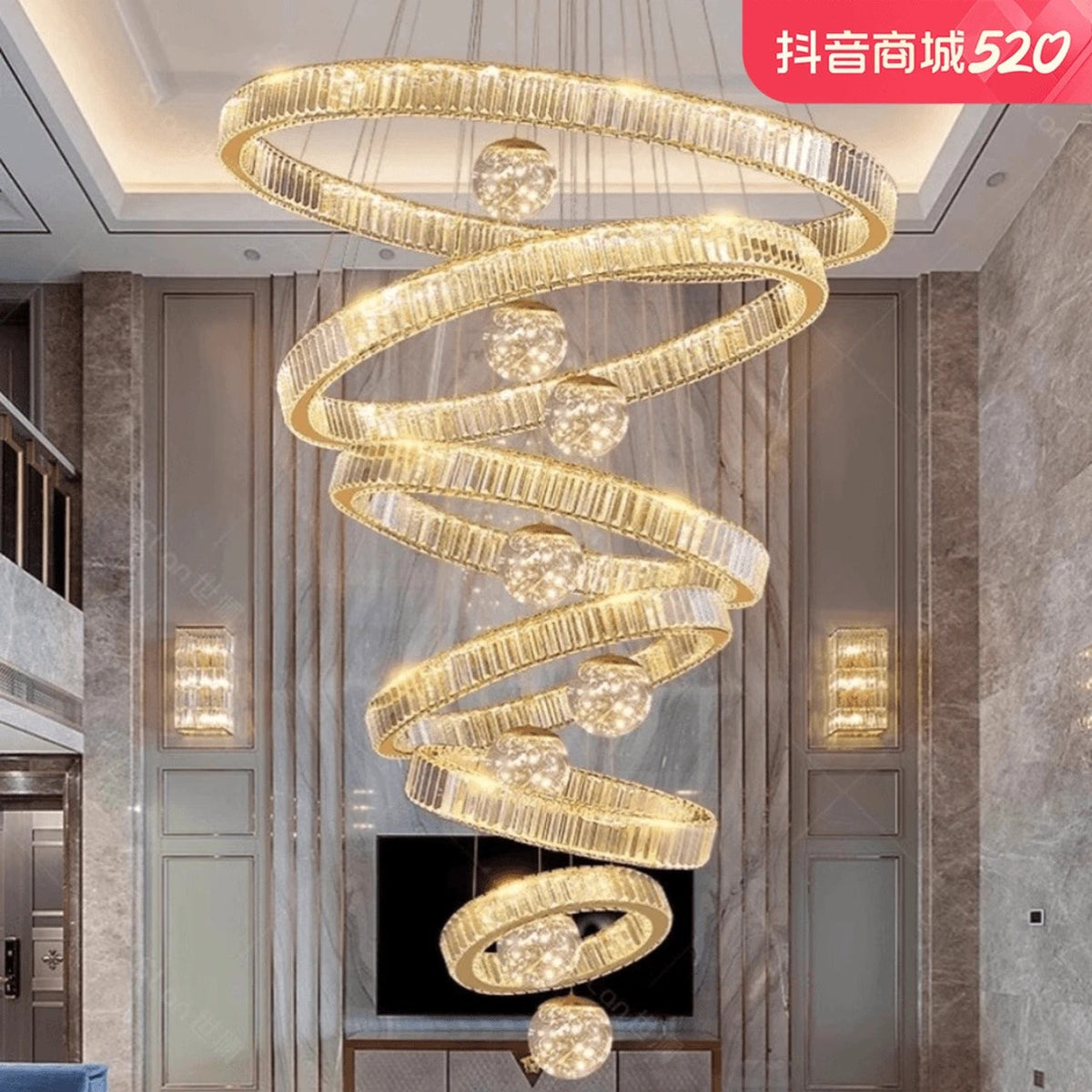 AM0569 — Spiral Staircase Crystal Chandelier for Living Rooms