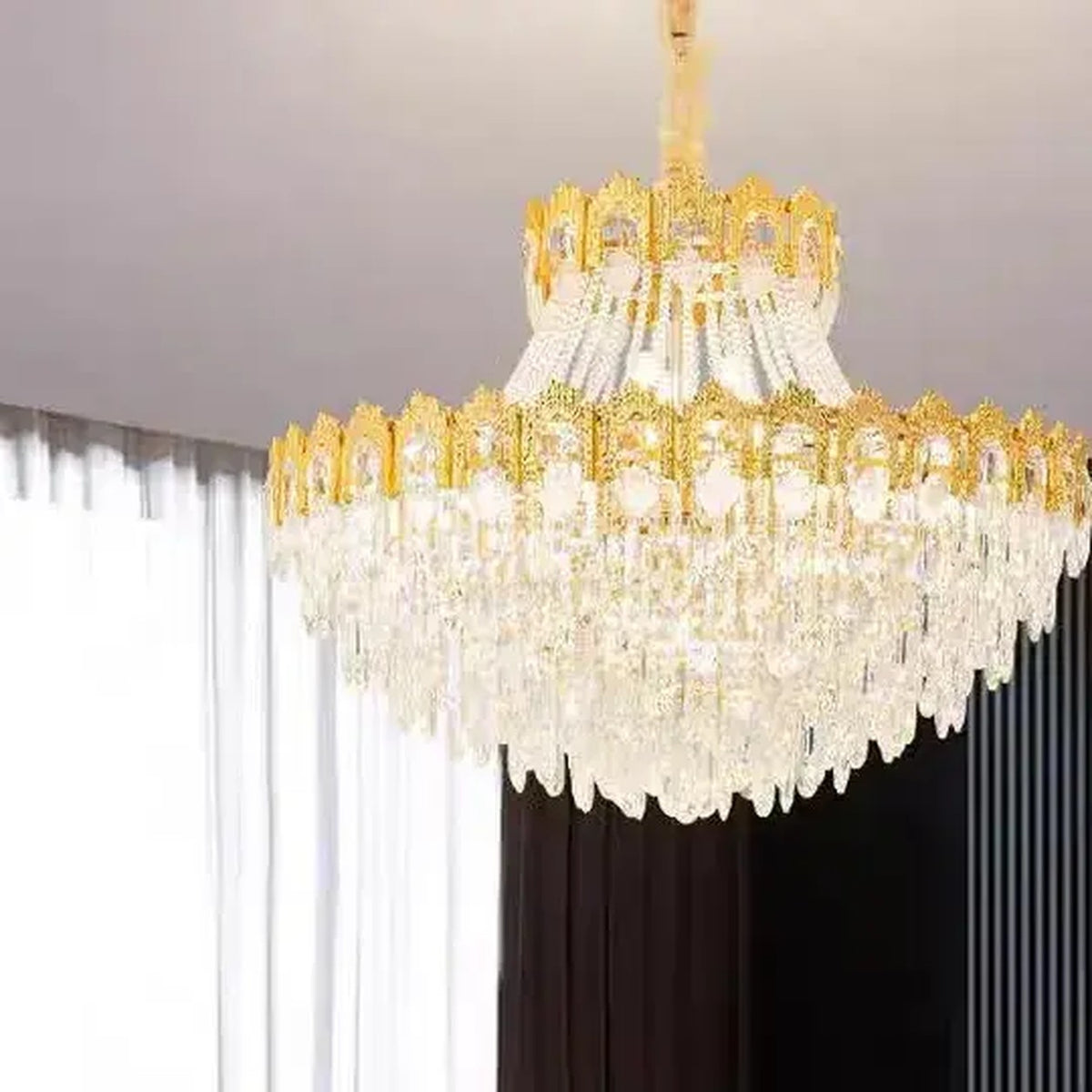 AM0549 — Light Luxury Stairwell Crystal Chandelier for Living Rooms