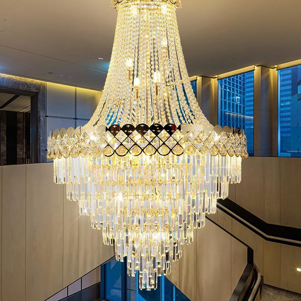 AM0626 — Light Luxury Spiral Staircase Crystal Chandelier for Living Rooms