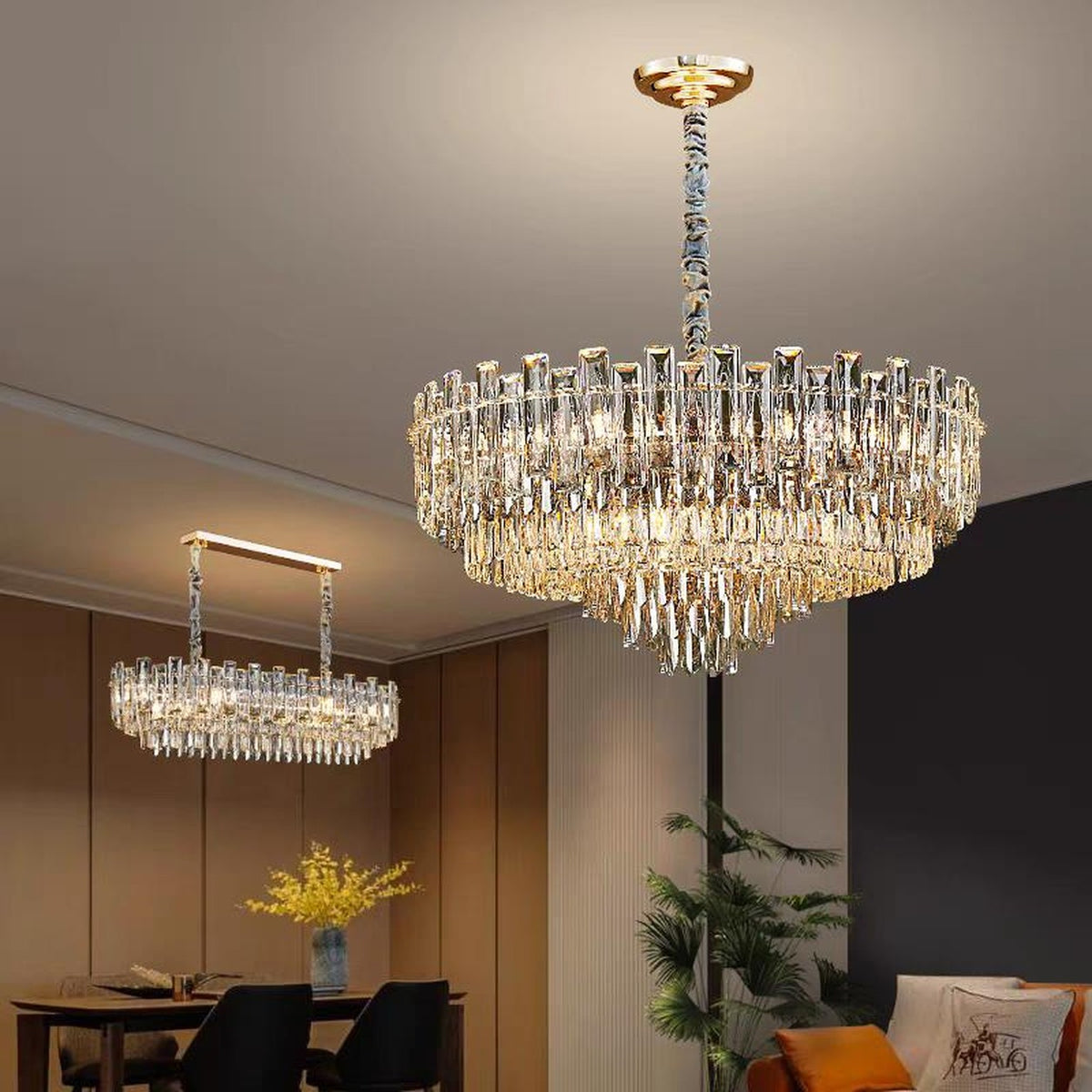 AM0616 — Light Luxury Round Crystal Chandelier for Living Rooms