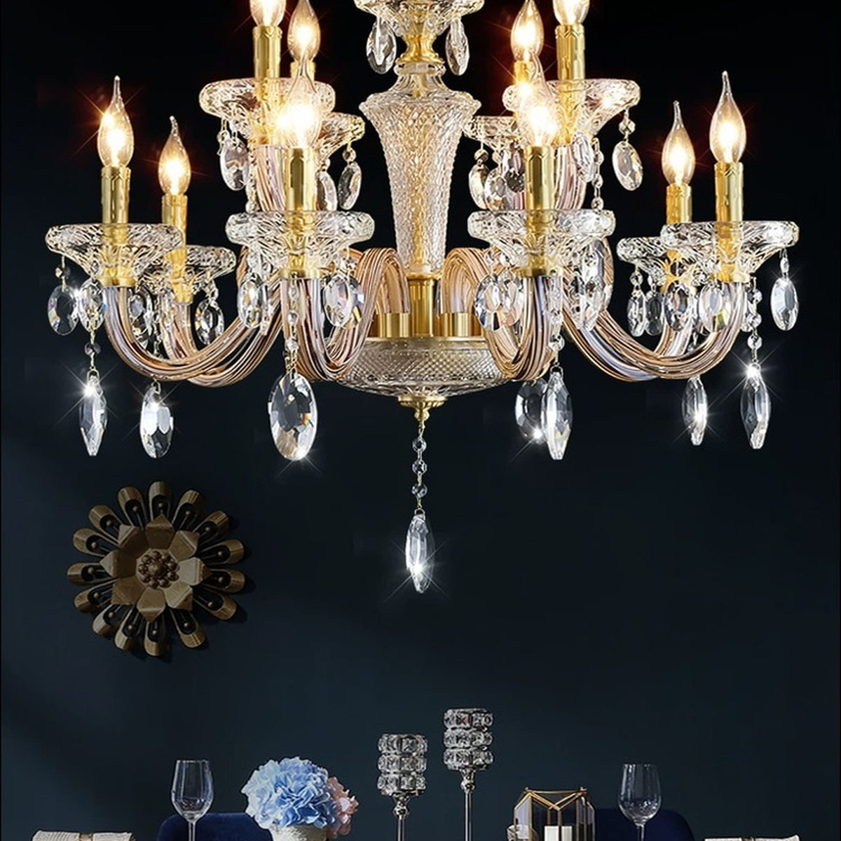 AM0834 — Modern Luxury Crystal Brass Chandelier for Living Rooms & Dining Rooms