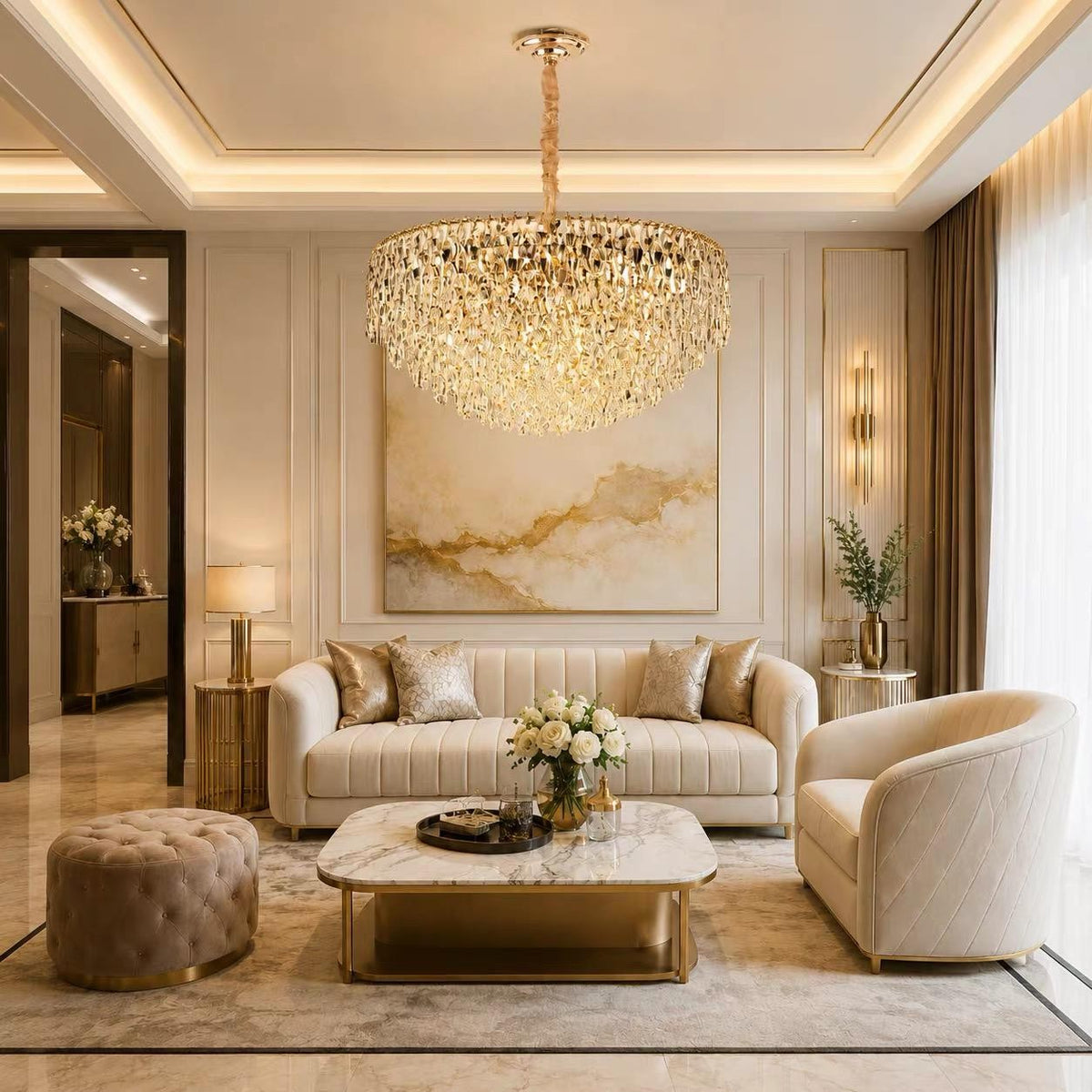 AM0523 — Light Luxury K9 Crystal Chandelier for Living Rooms