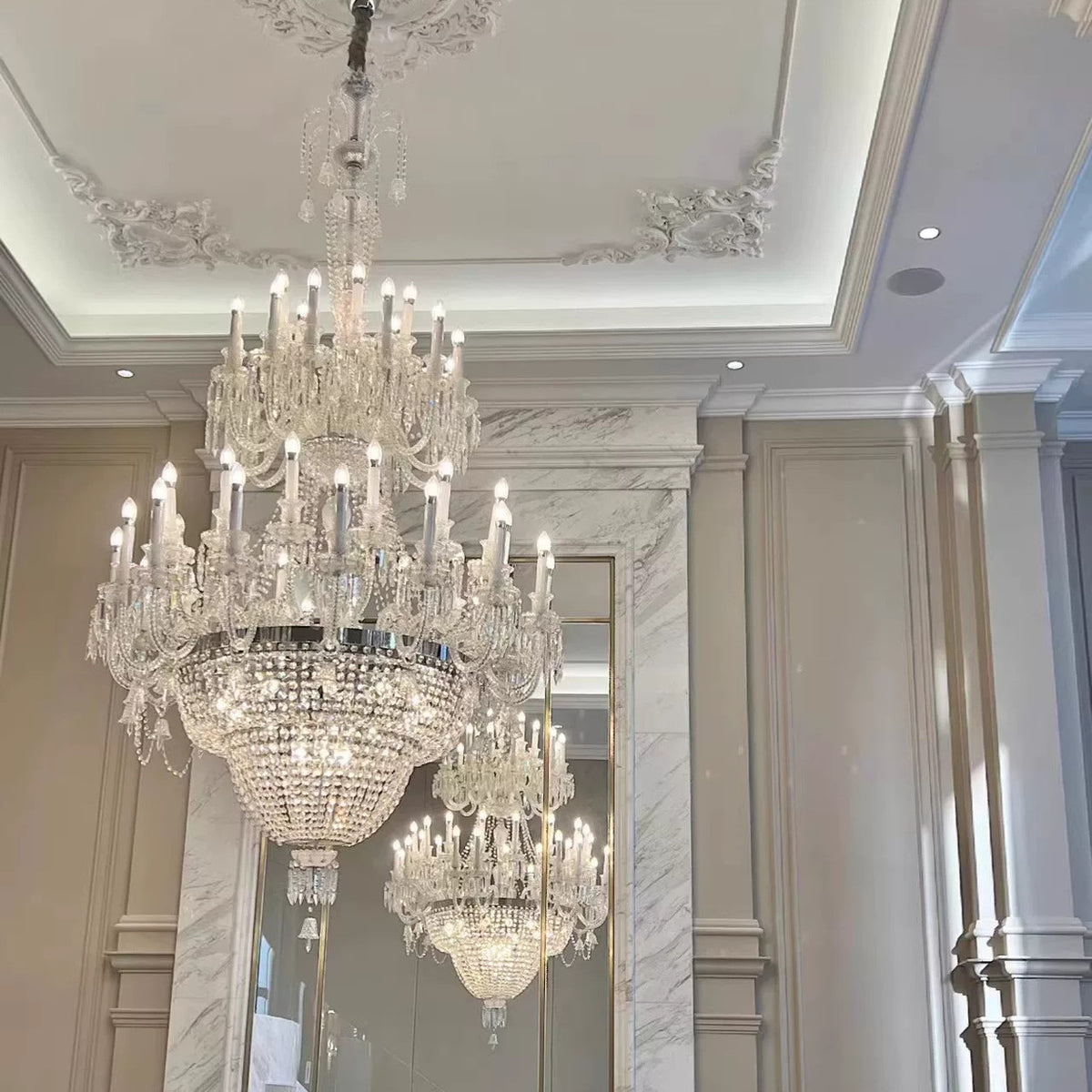 AM0863 — European Stairwell Stainless Steel Chandelier for Loft Spaces & Duplex Spaces