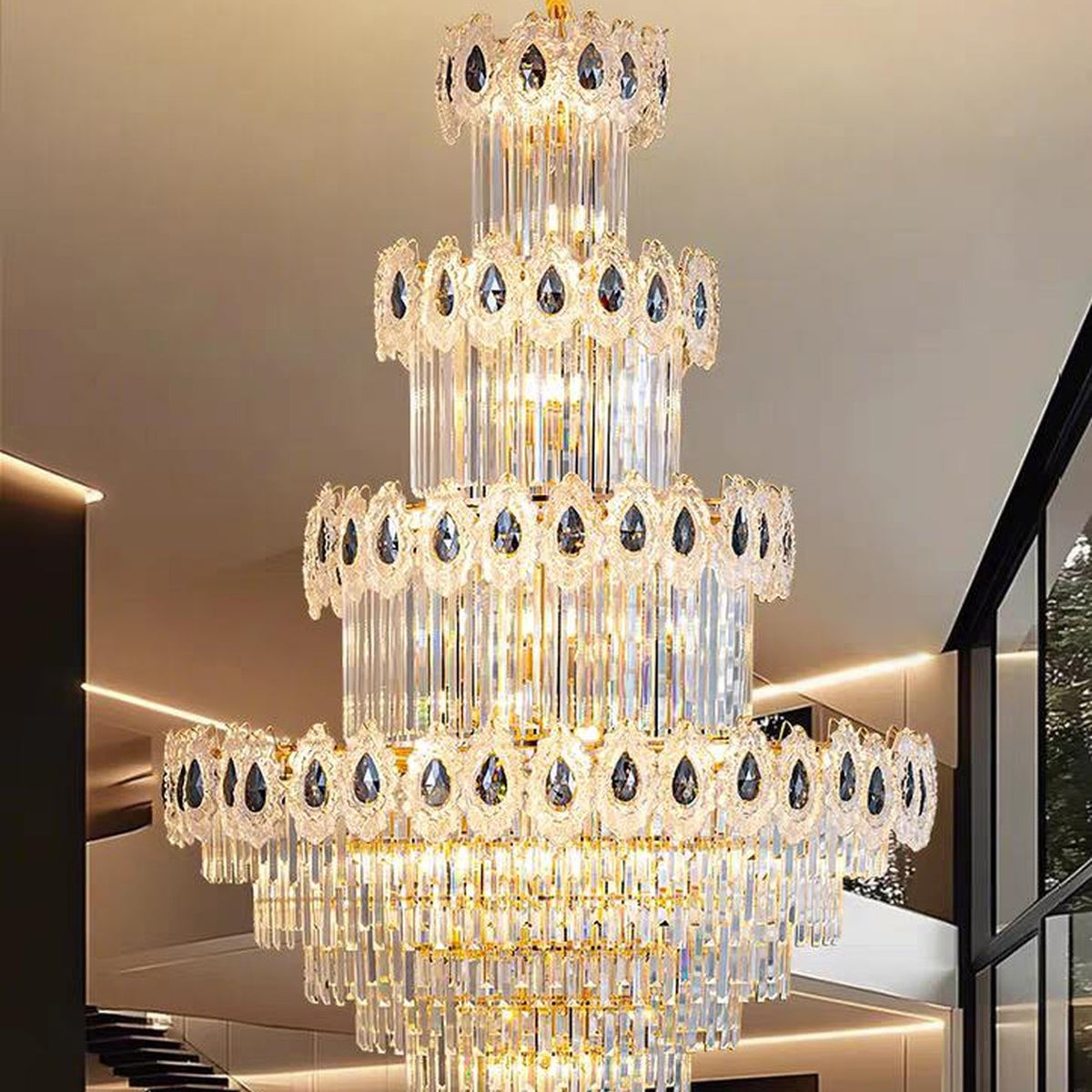 AM0645 — Light Luxury Spiral Staircase Crystal Chandelier for Living Rooms