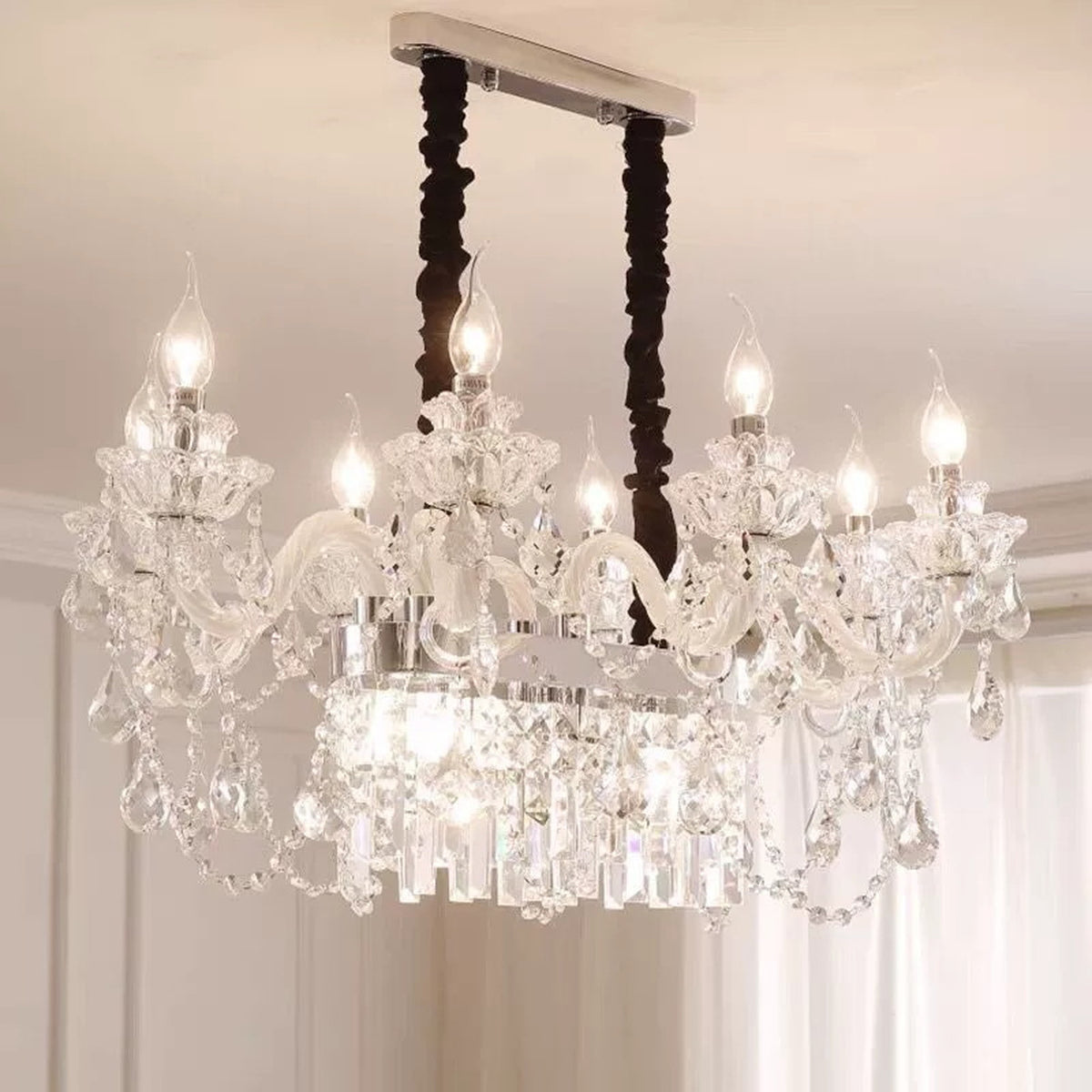 AM0831 — European Rectangular French Crystal Chandelier for Dining Rooms