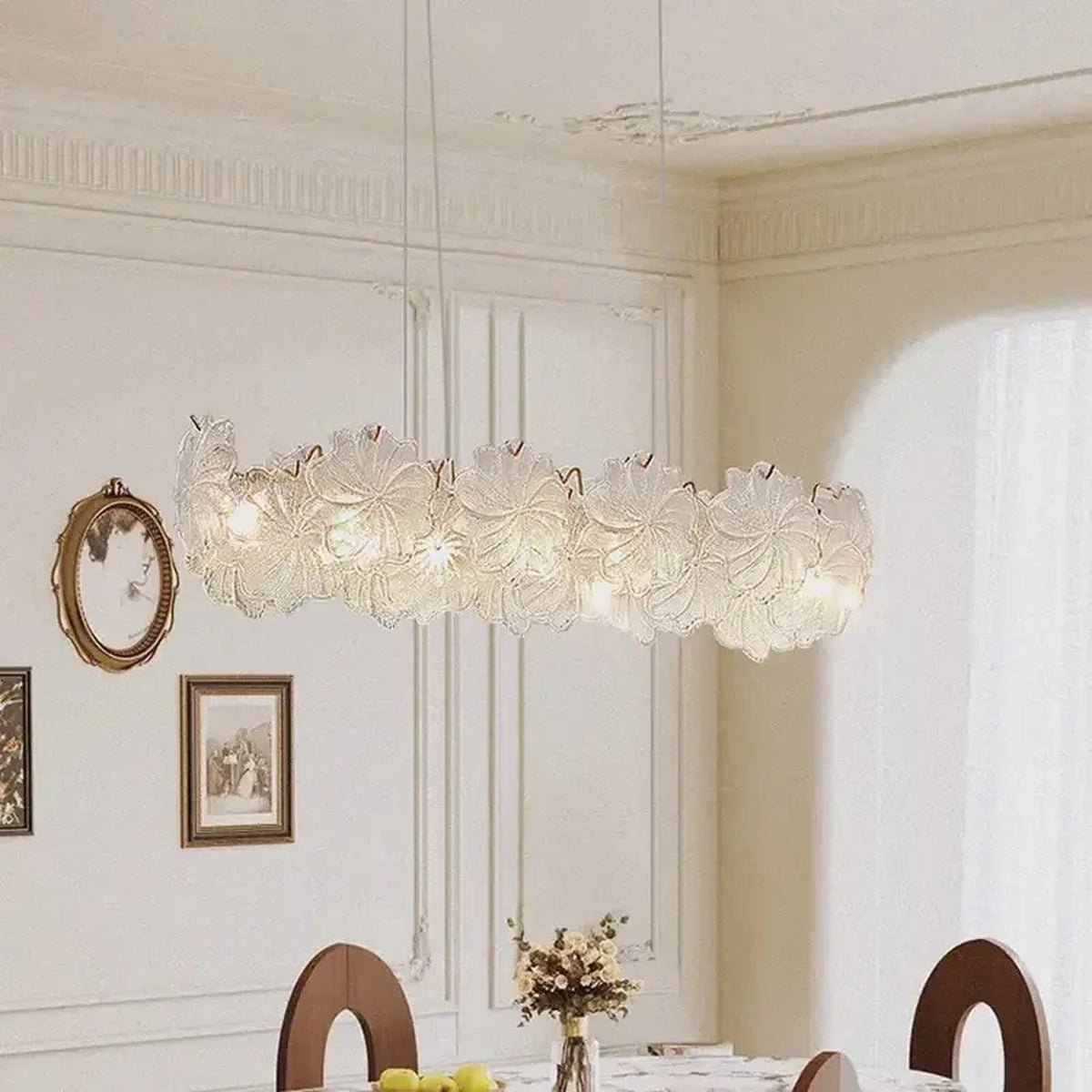 AM0568 — French Floral Glass Chandelier for Living Rooms