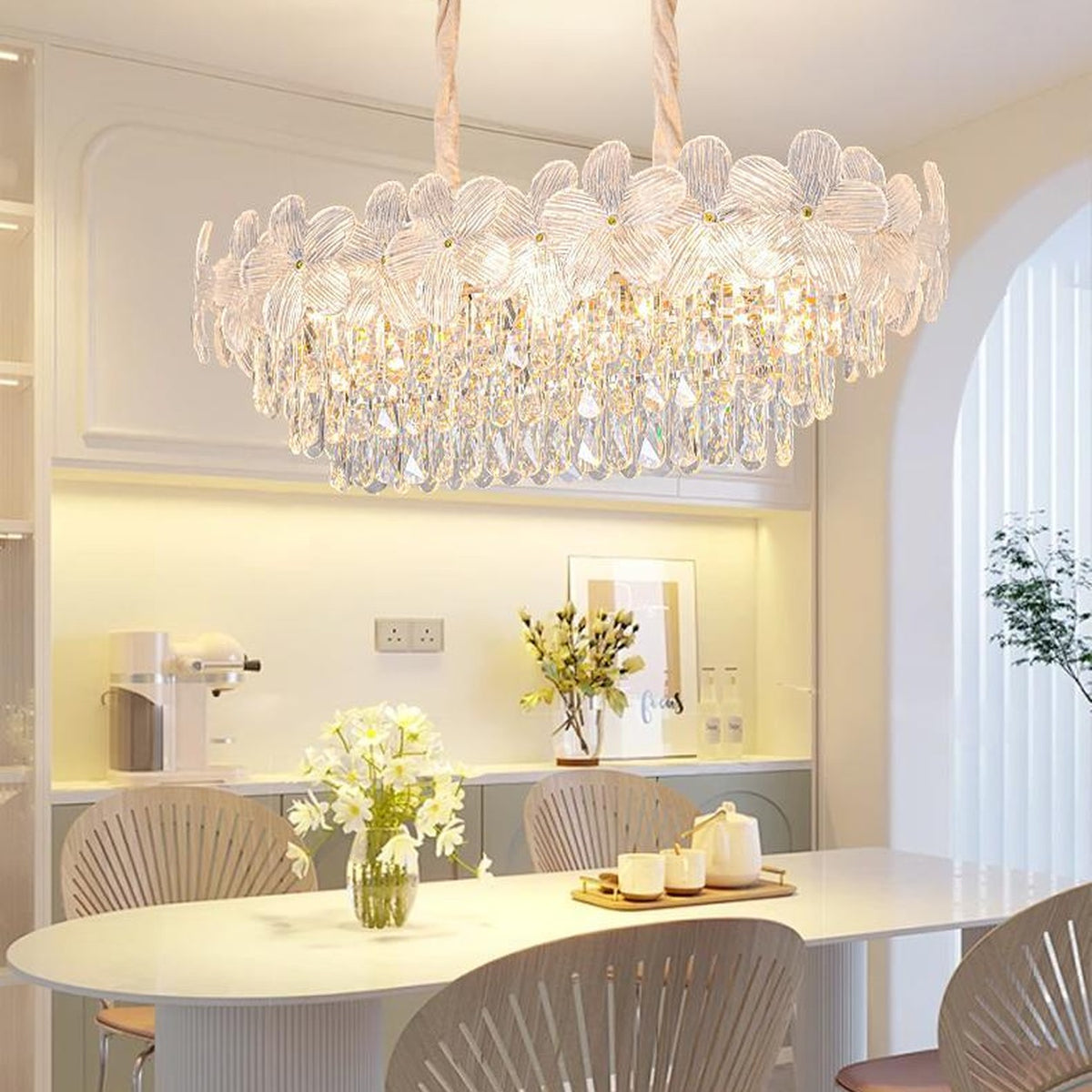AM0644 — Light Luxury Floral Crystal Chandelier for Living Rooms