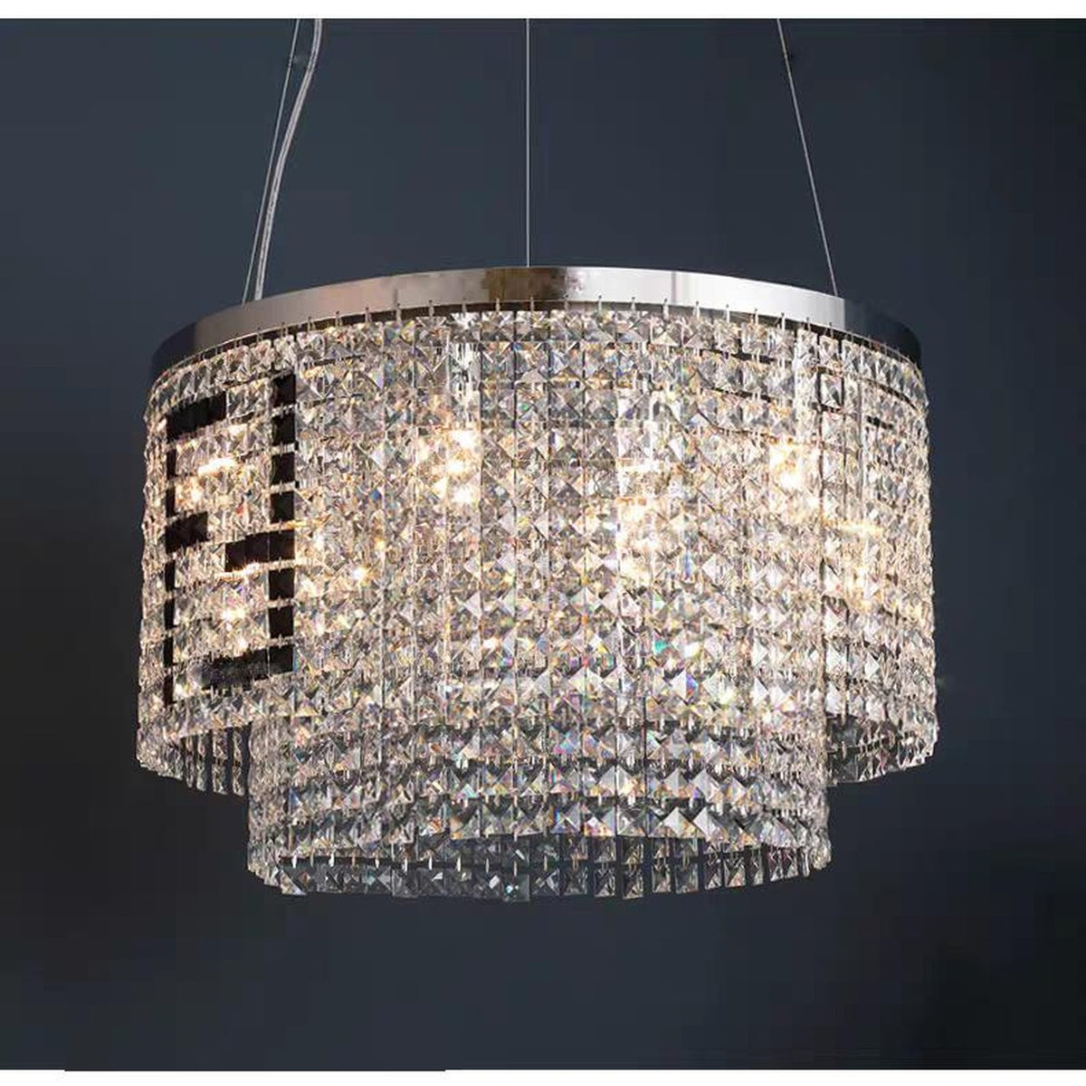 AM0683 — Light Luxury Square Crystal Chandelier for Living Rooms
