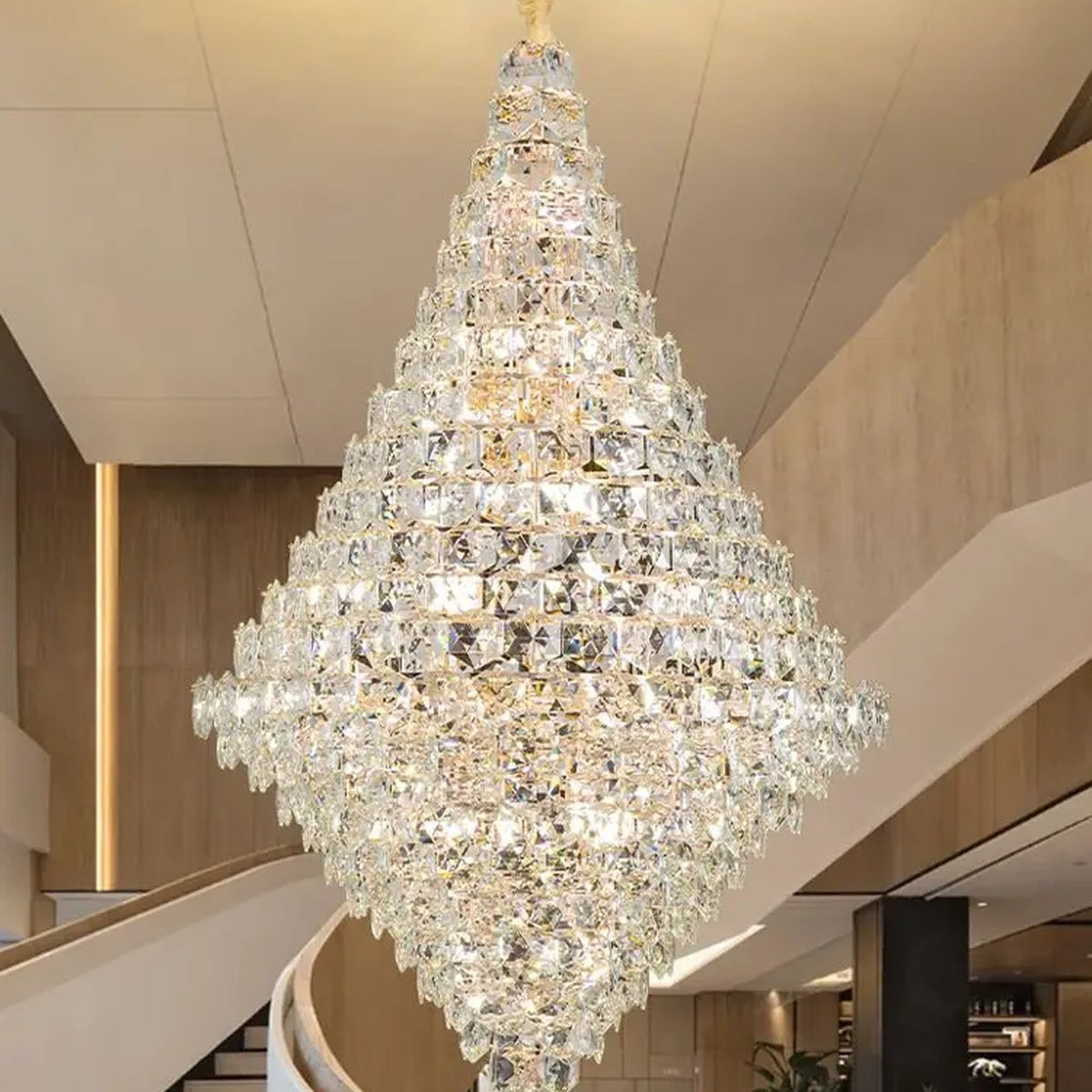AM0554 — Light Luxury Spiral Staircase Crystal Chandelier for Living Rooms