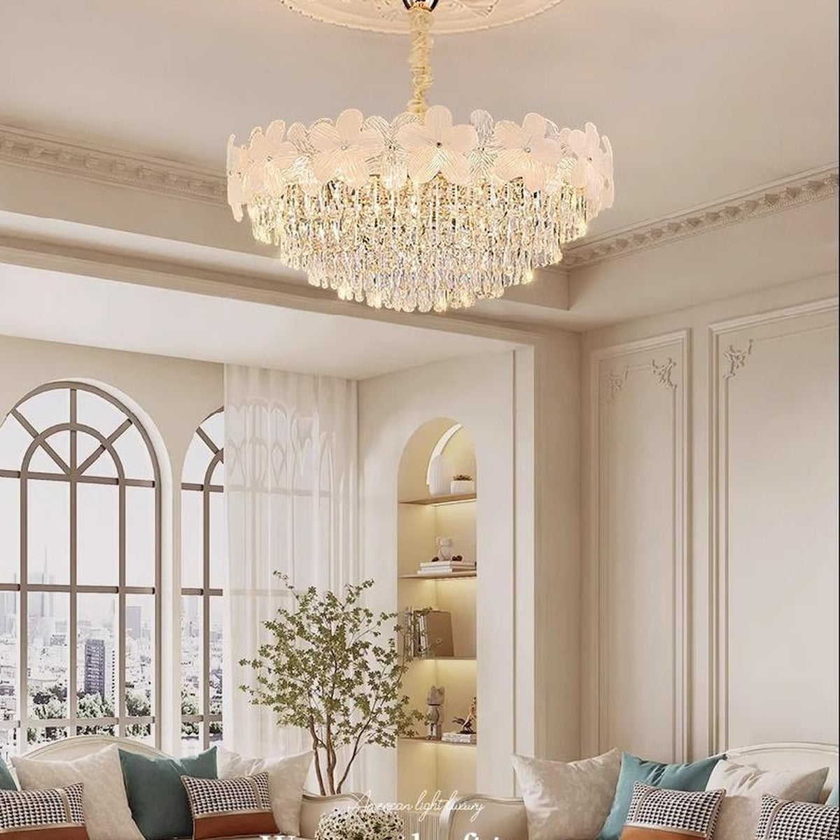 AM0484 — Modern Luxury Floral Crystal Chandelier for Living Rooms