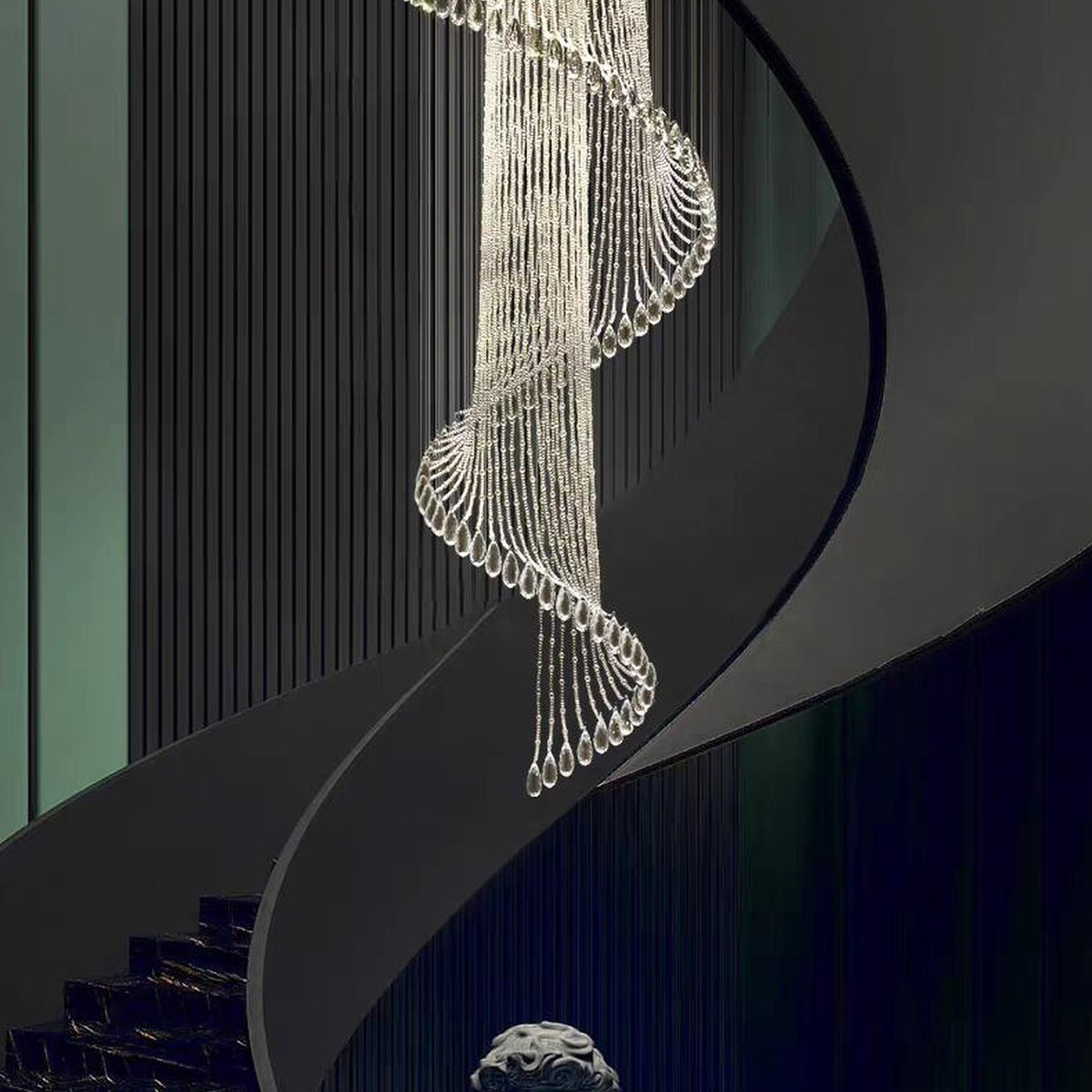 AM0500 — Light Luxury Stairwell Crystal Chandelier for Living Rooms
