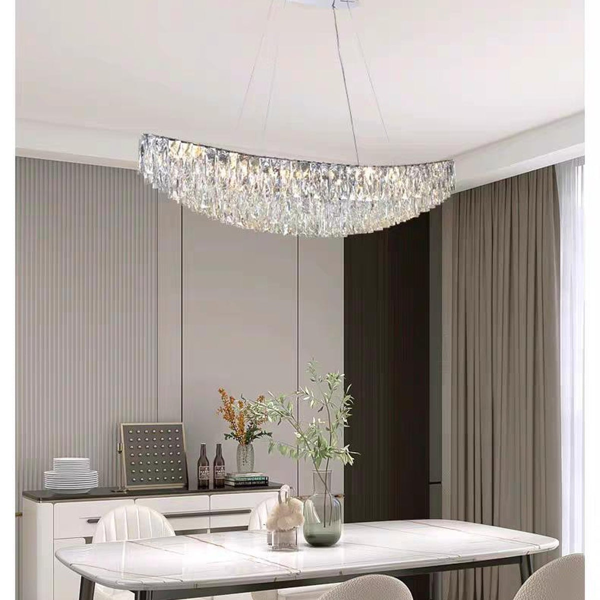 AM0503 — Light Luxury Linear Crystal Chandelier for Dining Rooms