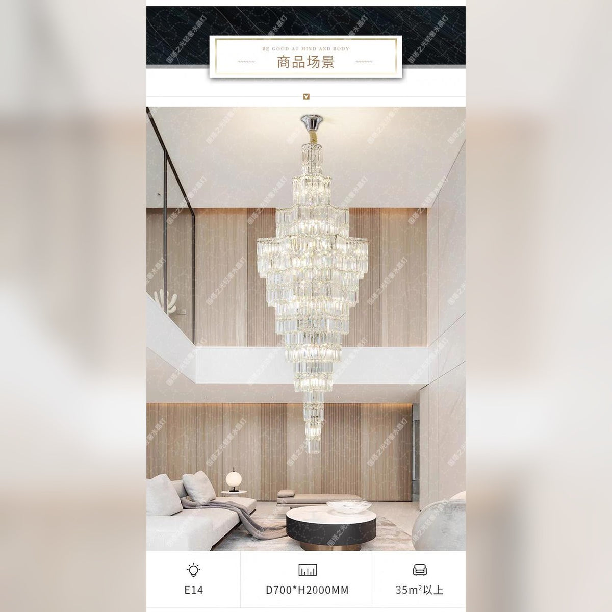 AM0526 — Postmodern Stairwell Crystal Chandelier for Living Rooms