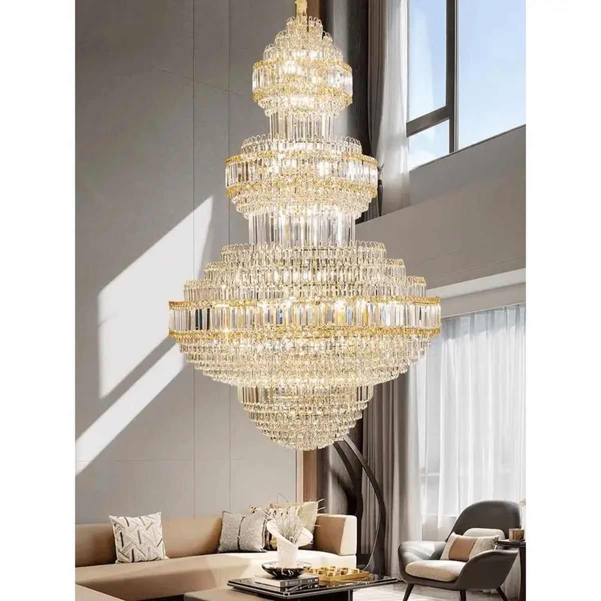 AM0627 — Light Luxury Spiral Staircase Crystal Chandelier for Living Rooms