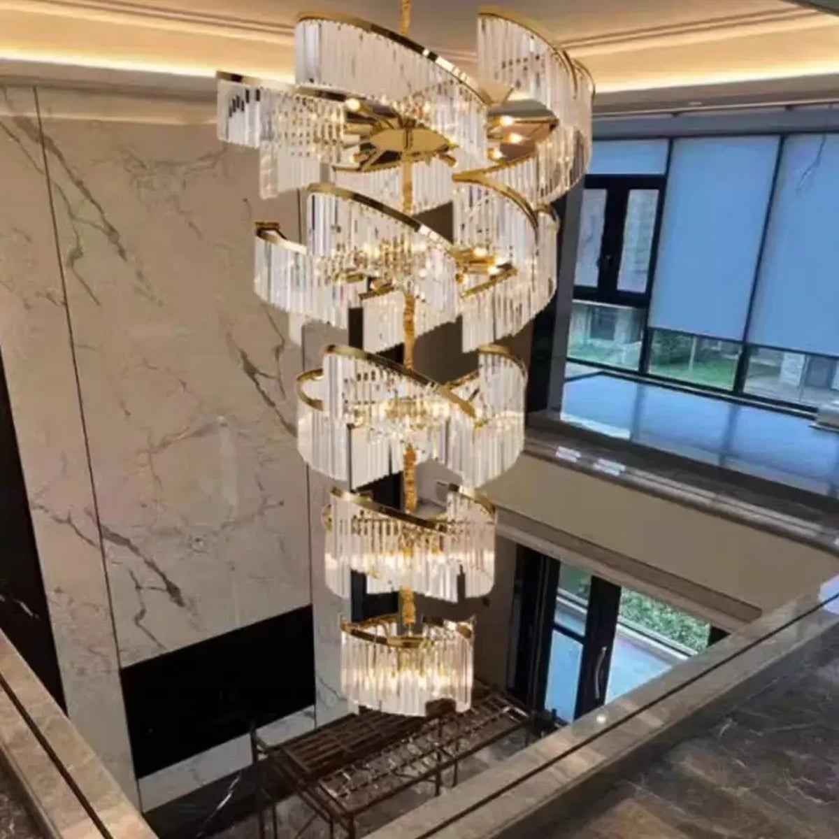 AM0703 — Modern Luxury Stairwell Crystal Chandelier for Living Rooms