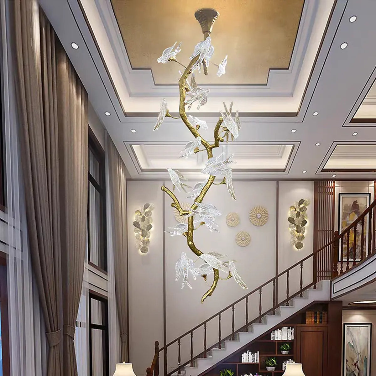 AM0594 — Light Luxury Stairwell Crystal Chandelier for Living Rooms