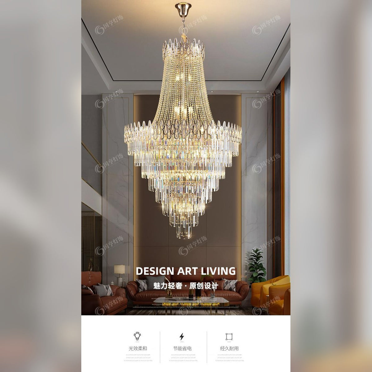 AM0469 — Spiral Staircase Crystal Chandelier for Living Rooms