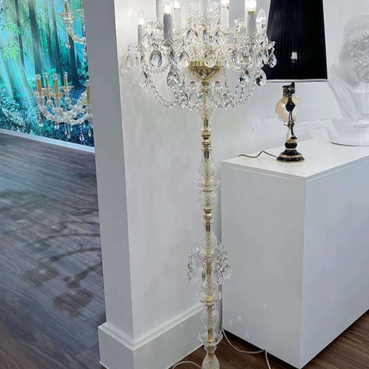 AM0862 — Modern Minimalist Candle Crystal Floor Lamp for Living Rooms & Bedrooms