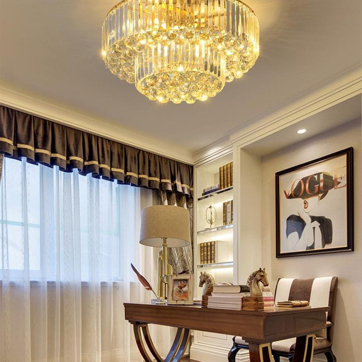 AM0505 — Grand Round Crystal Ceiling Light for Living Rooms
