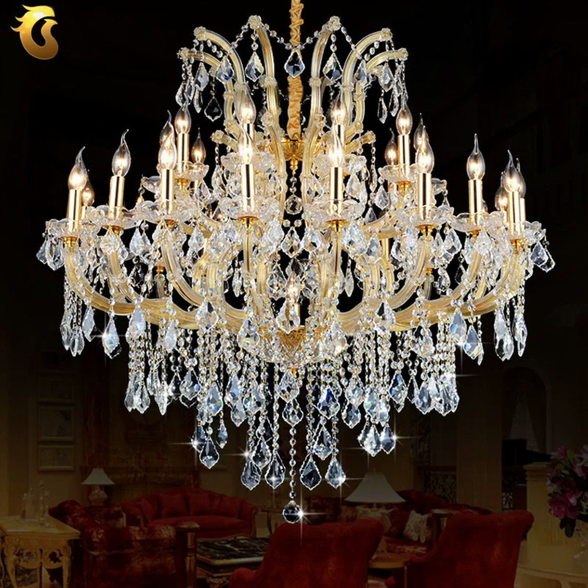 AM0823 — European Stairwell Duplex Crystal Chandelier for Retail Spaces & Gym Spaces