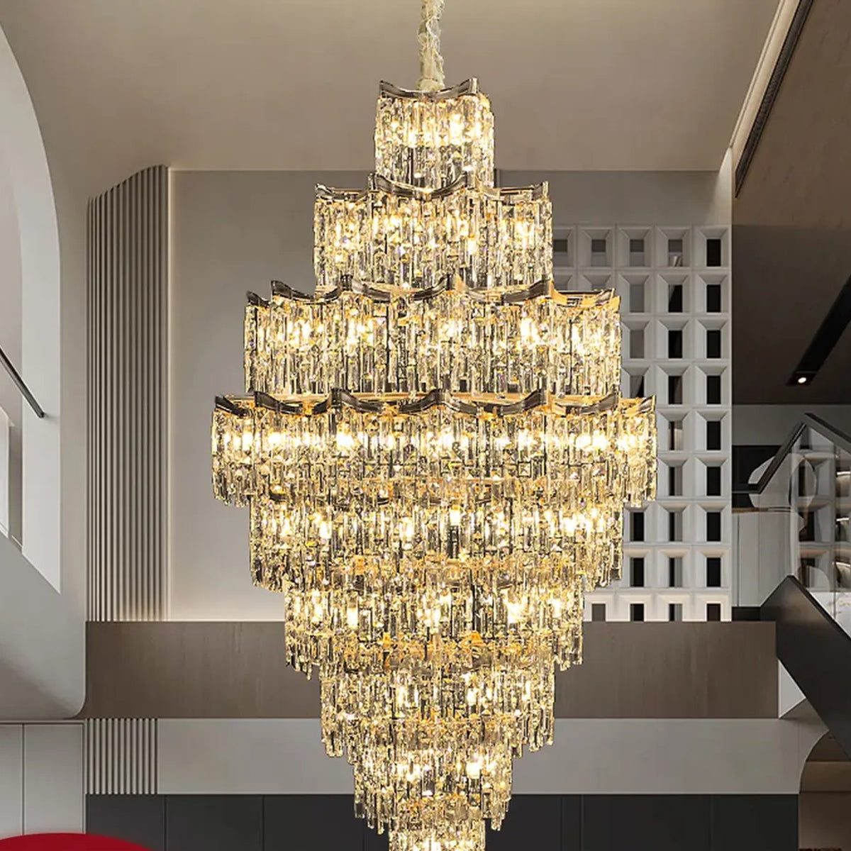 AM0474 — Light Luxury Spiral Staircase Crystal Chandelier for Living Rooms