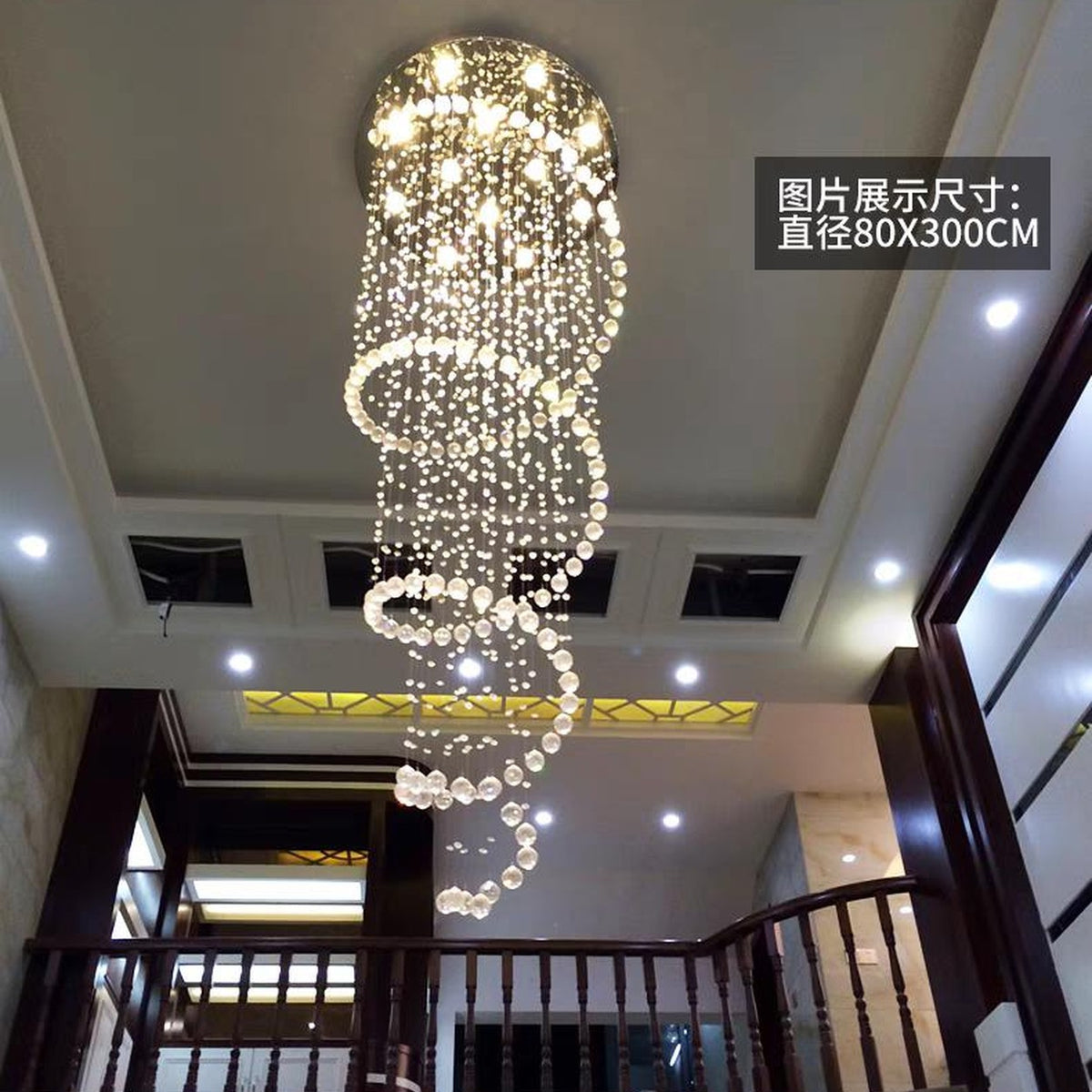 AM0496 — Spiral Staircase Crystal Chandelier for Stairwells