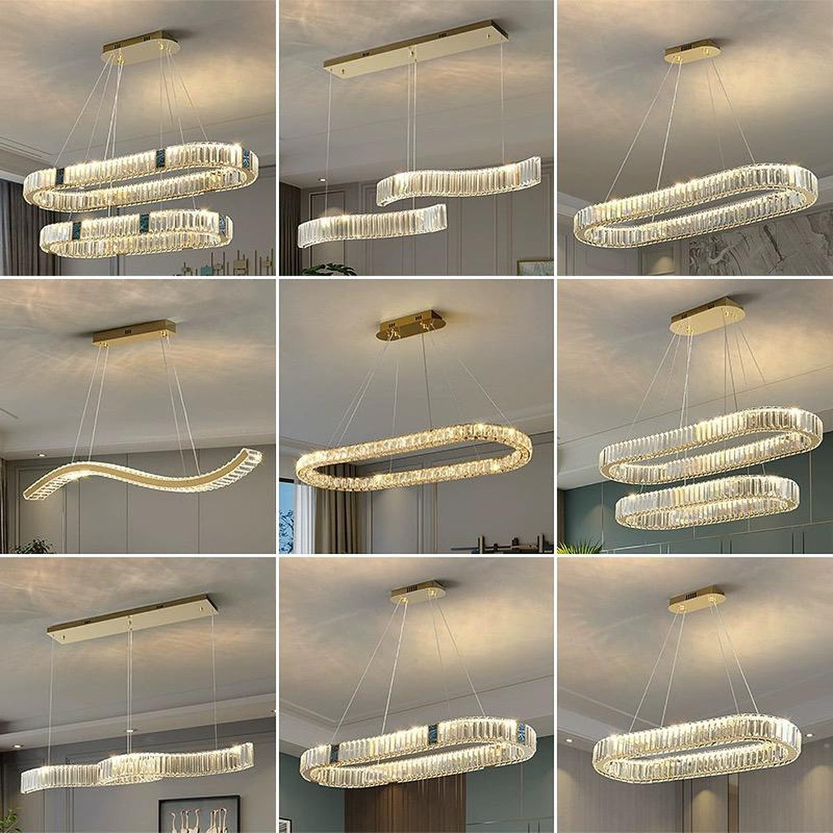 AM0531 — Postmodern Linear Crystal Chandelier for Dining Rooms