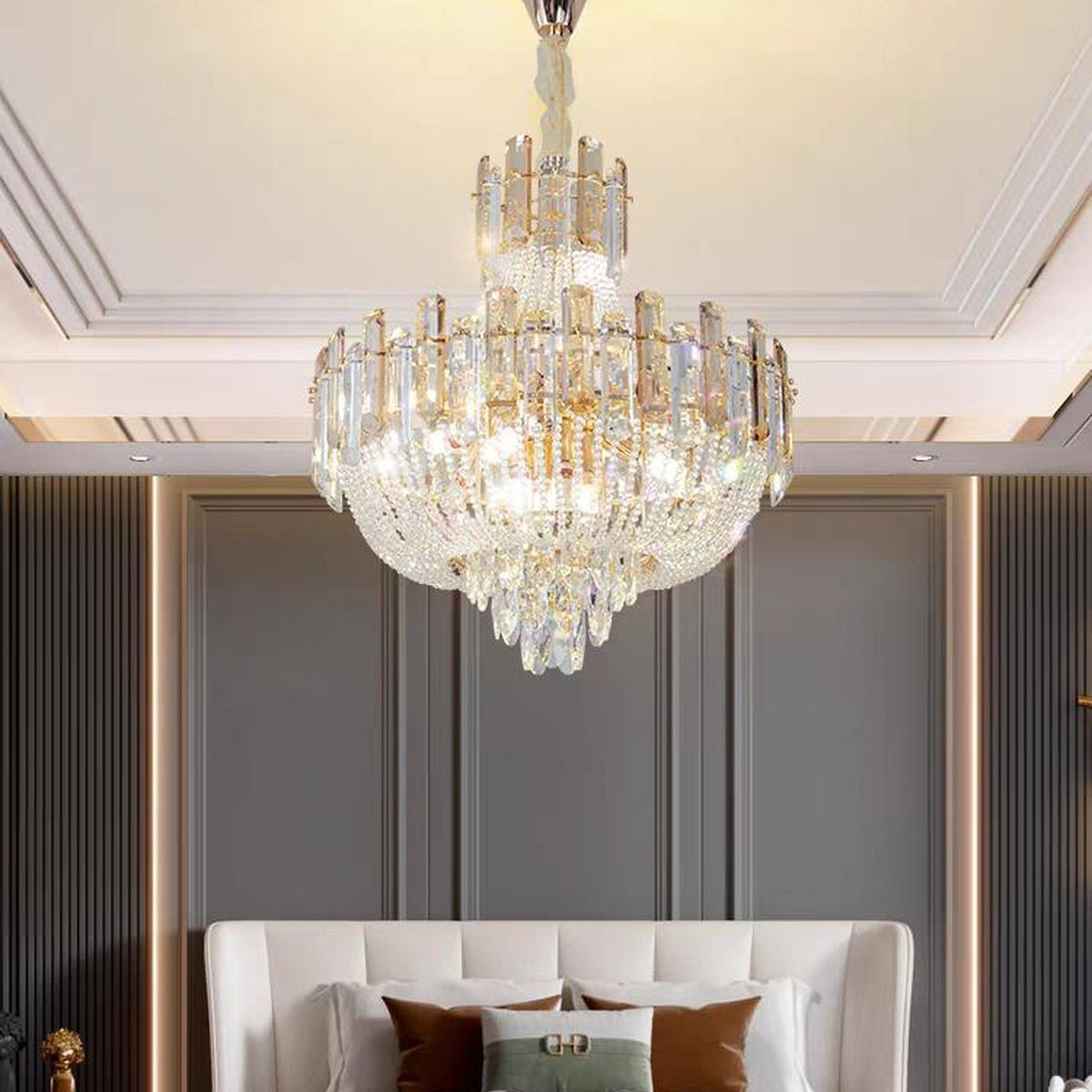 AM0597 — Light Luxury Stairwell Crystal Chandelier for Living Rooms