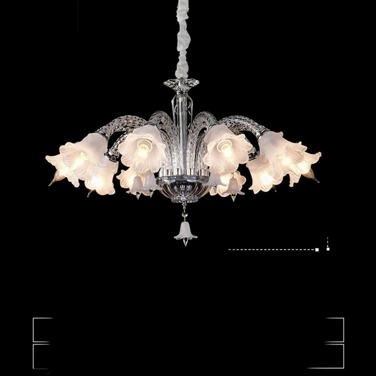AM0841 — French Cream Crystal American Stainless Steel Chandelier for Living Rooms & Dining Rooms