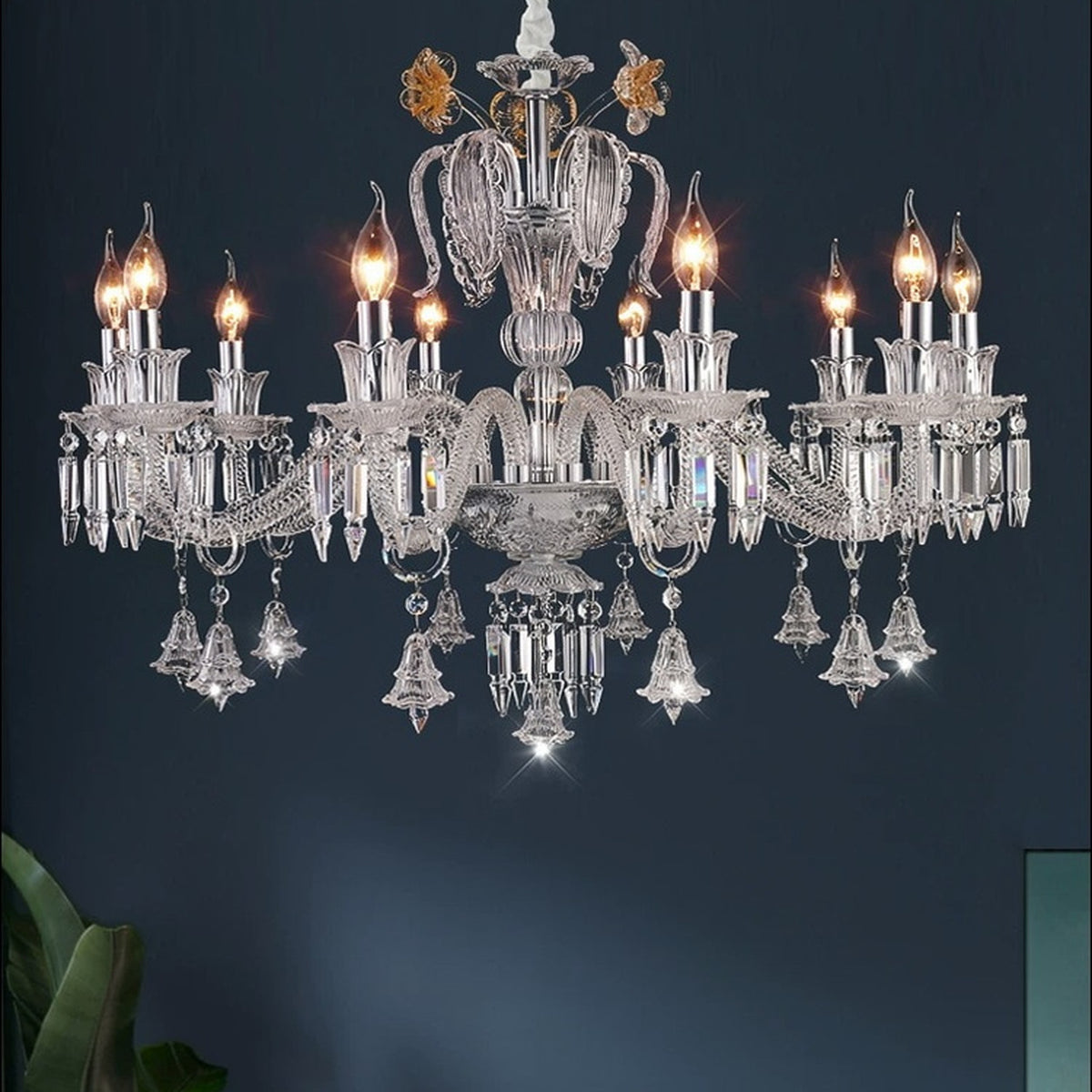 AM0847 — French Luxury Crystal Stainless Steel Chandelier for Living Rooms