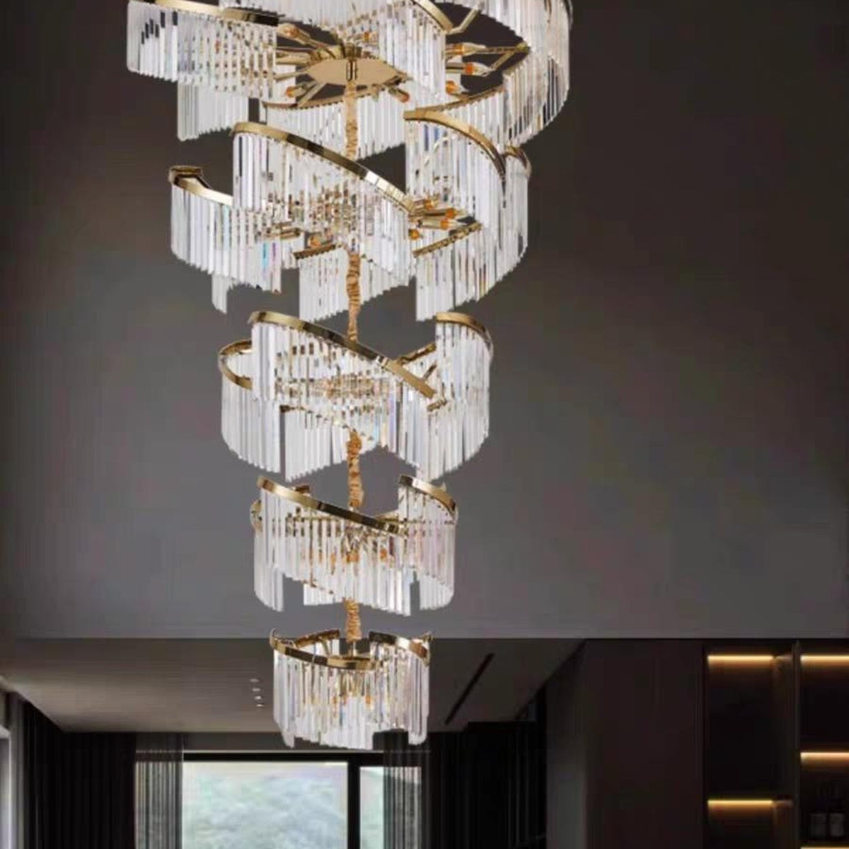 AM0703 — Modern Luxury Stairwell Crystal Chandelier for Living Rooms