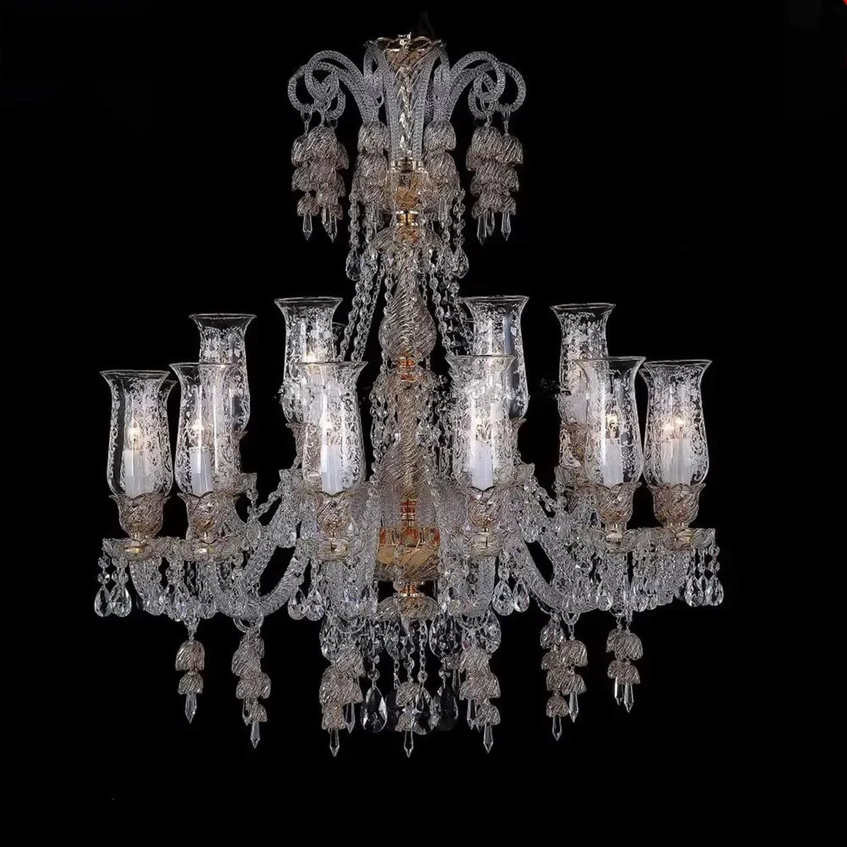 AM0844 — European Stairwell Duplex Glass Chandelier for Living Rooms