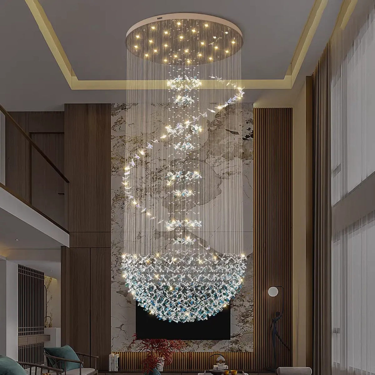 AM0513 — Light Luxury Stairwell Crystal Chandelier for Living Rooms