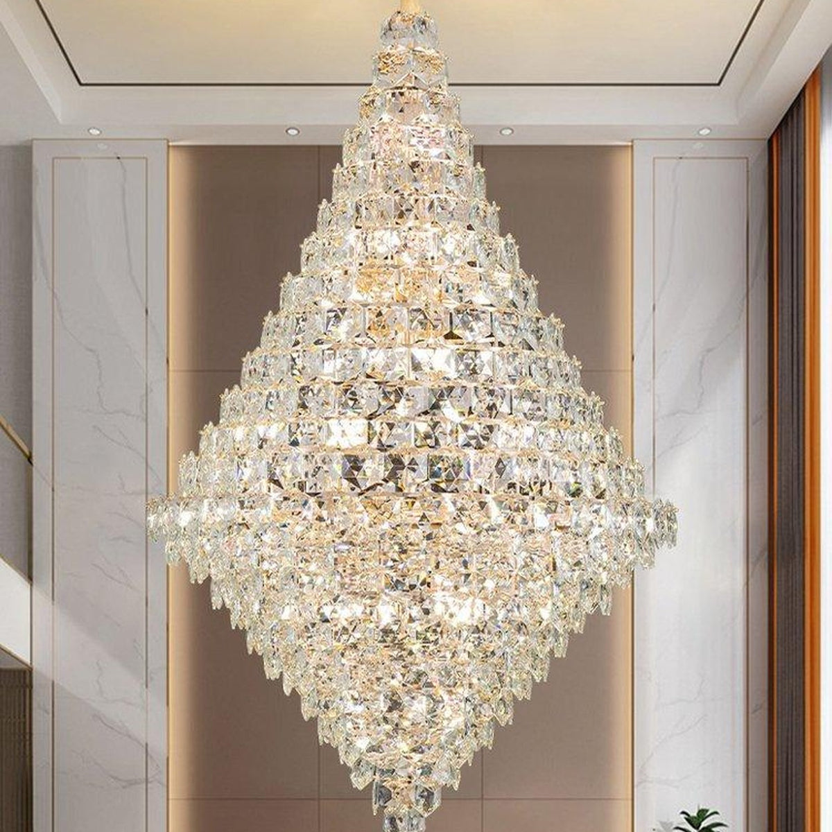 AM0554 — Light Luxury Spiral Staircase Crystal Chandelier for Living Rooms