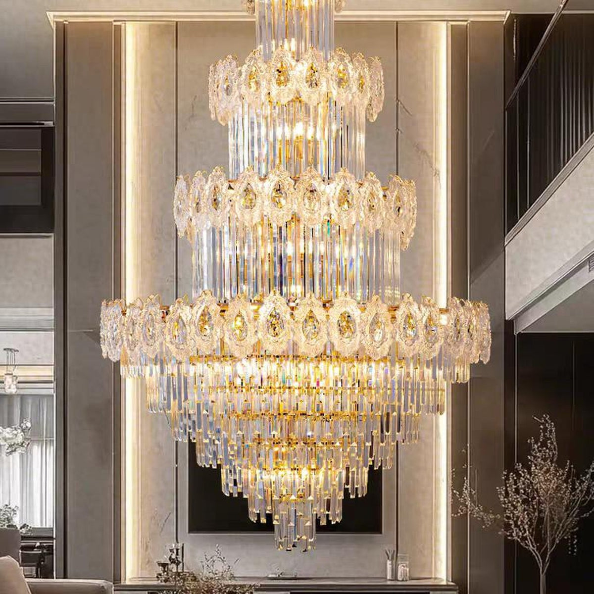 AM0645 — Light Luxury Spiral Staircase Crystal Chandelier for Living Rooms