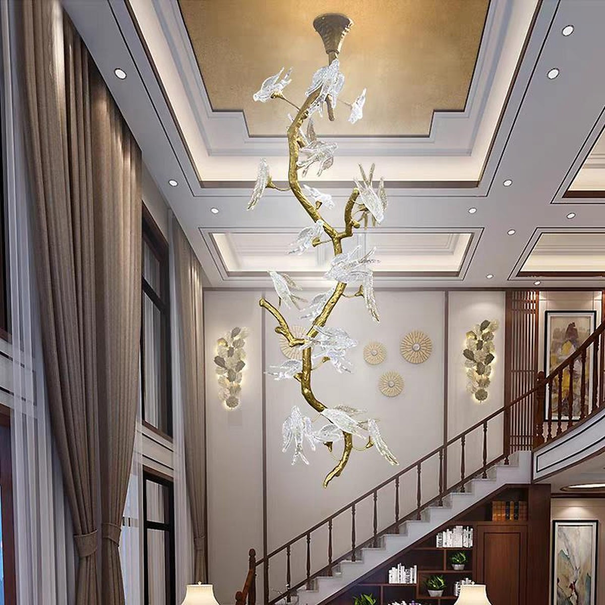 AM0594 — Light Luxury Stairwell Crystal Chandelier for Living Rooms