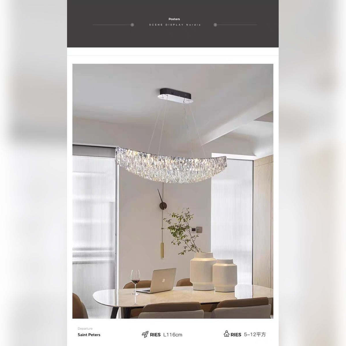 AM0503 — Light Luxury Linear Crystal Chandelier for Dining Rooms
