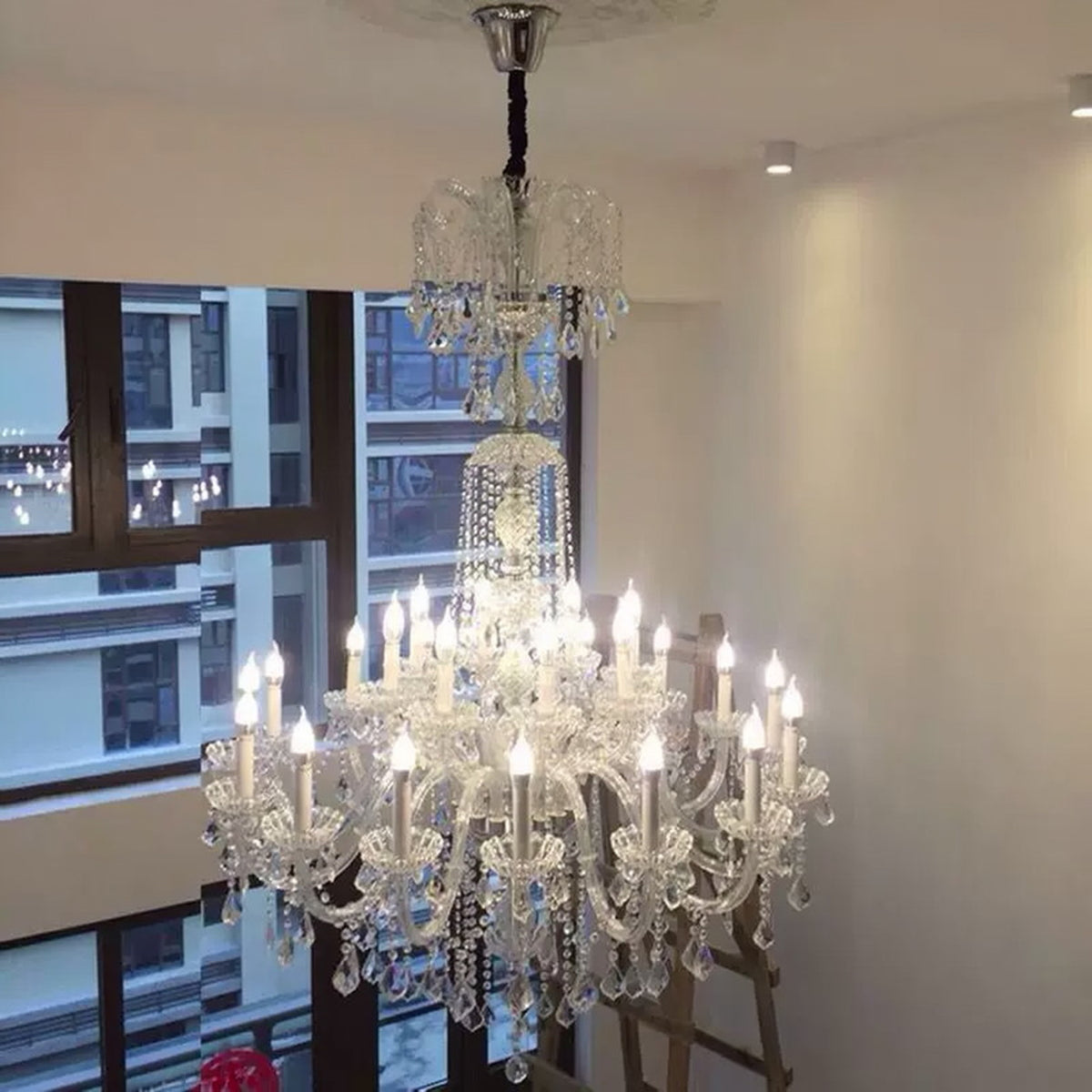 AM0734 — European Crystal Chandelier for Duplex Spaces & Stairwells