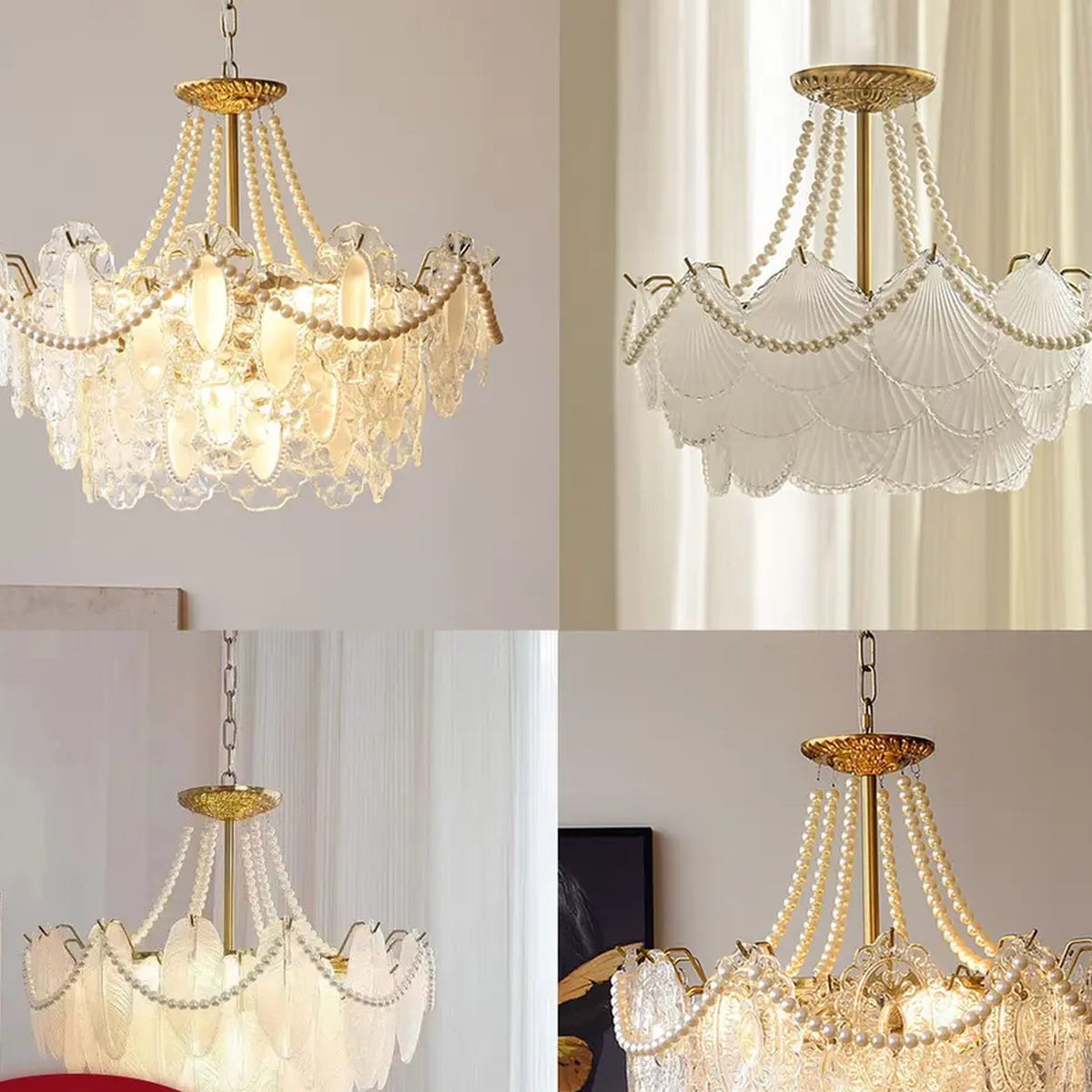 AM0507 — French Pearl Crystal Chandelier for Living Rooms
