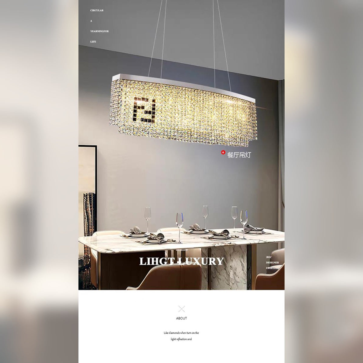 AM0683 — Light Luxury Square Crystal Chandelier for Living Rooms