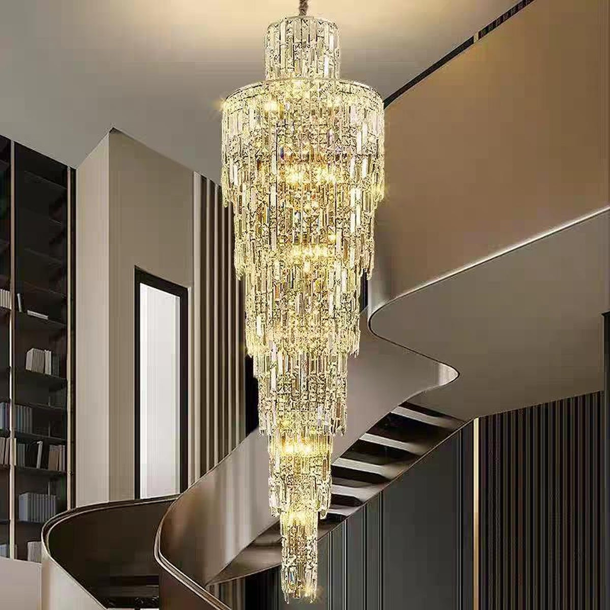 AM0502 — European Spiral Staircase Crystal Chandelier for Living Rooms