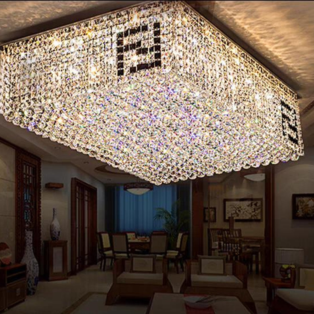 AM0704 — Modern Luxury Square Crystal Ceiling Light for Living Rooms