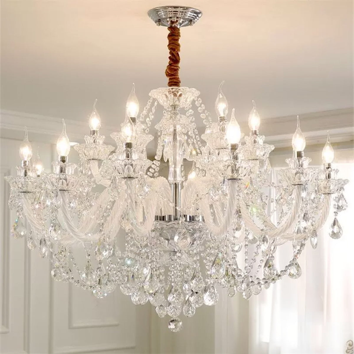 AM0836 — European Candle Grand Hall Crystal Chandelier for Living Rooms & Dining Rooms