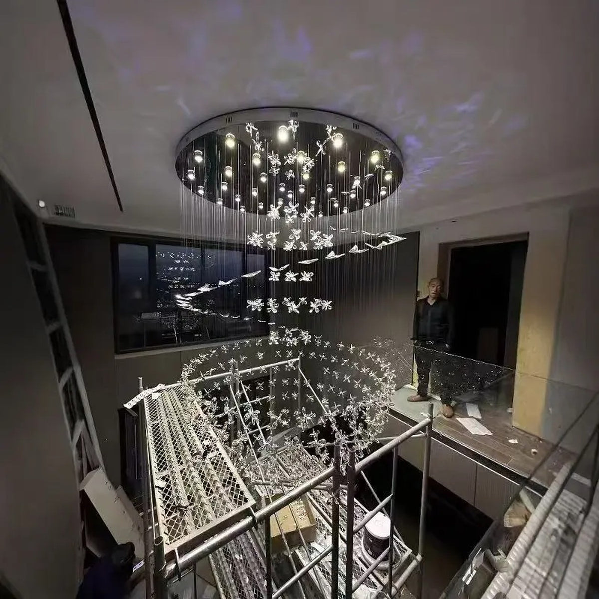 AM0513 — Light Luxury Stairwell Crystal Chandelier for Living Rooms