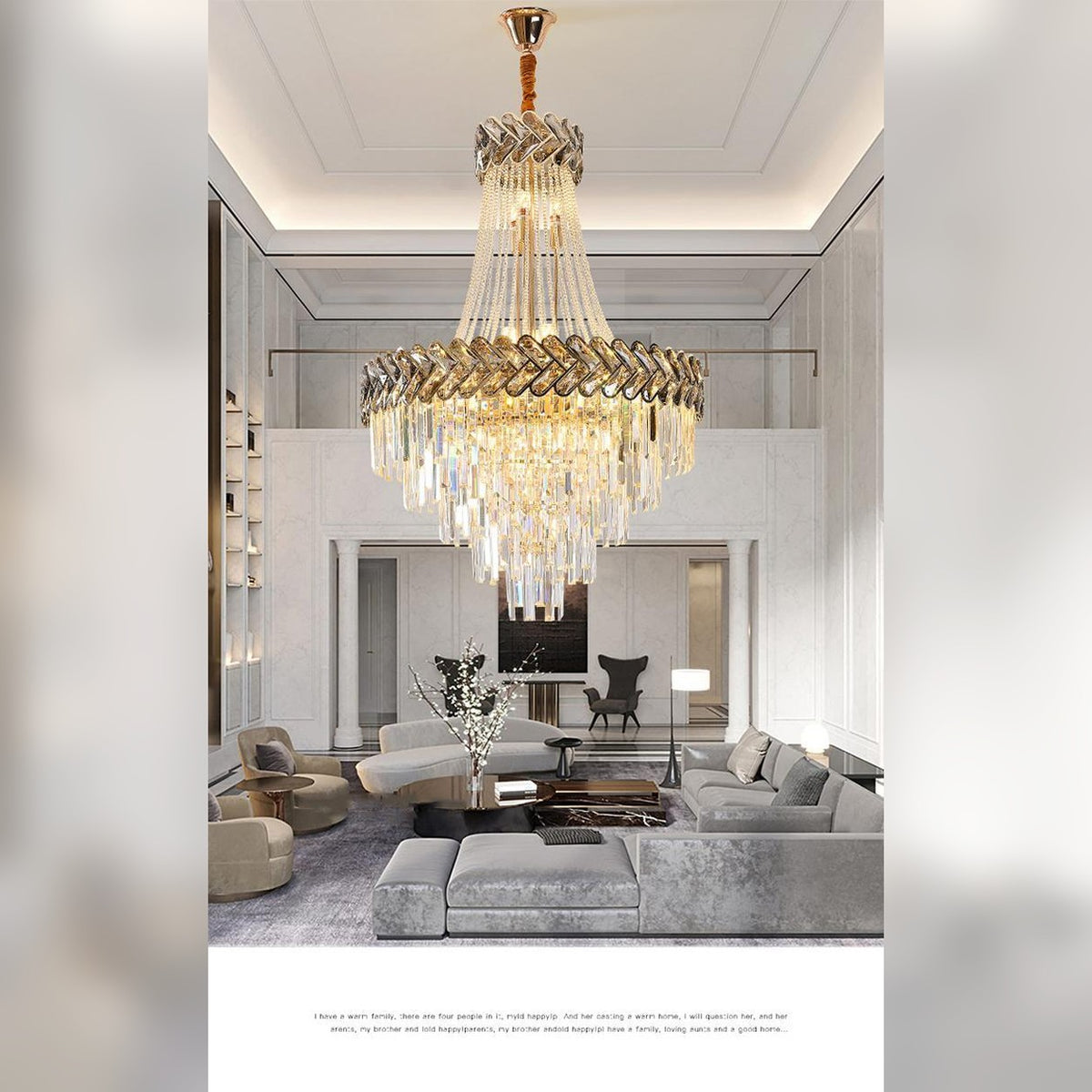 AM0696 — Light Luxury Stairwell Crystal Chandelier for Living Rooms