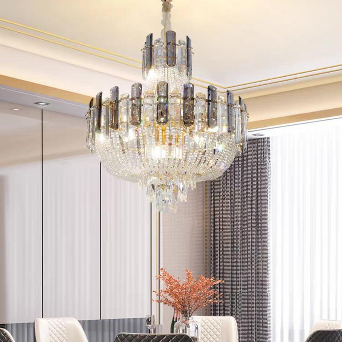 AM0597 — Light Luxury Stairwell Crystal Chandelier for Living Rooms